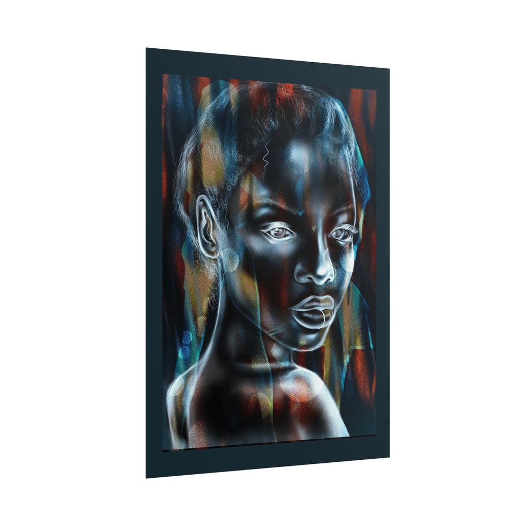 Abstract Neon Portrait Poster — Rolled Art Print