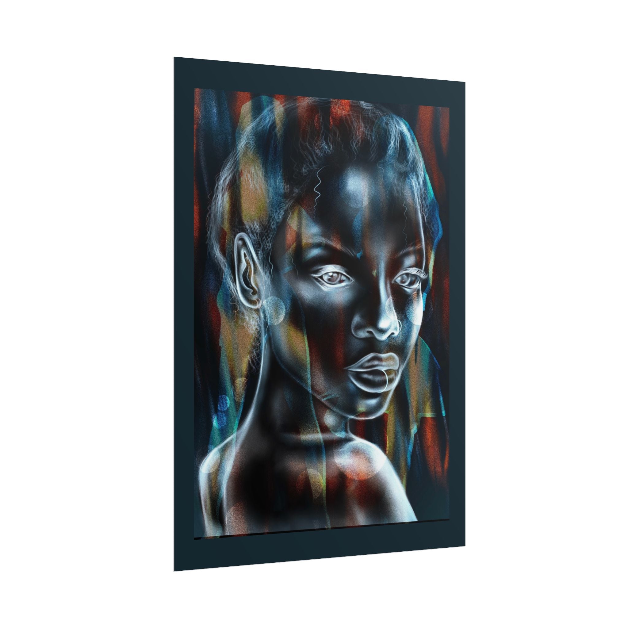 Abstract Neon Portrait Poster — Rolled Art Print