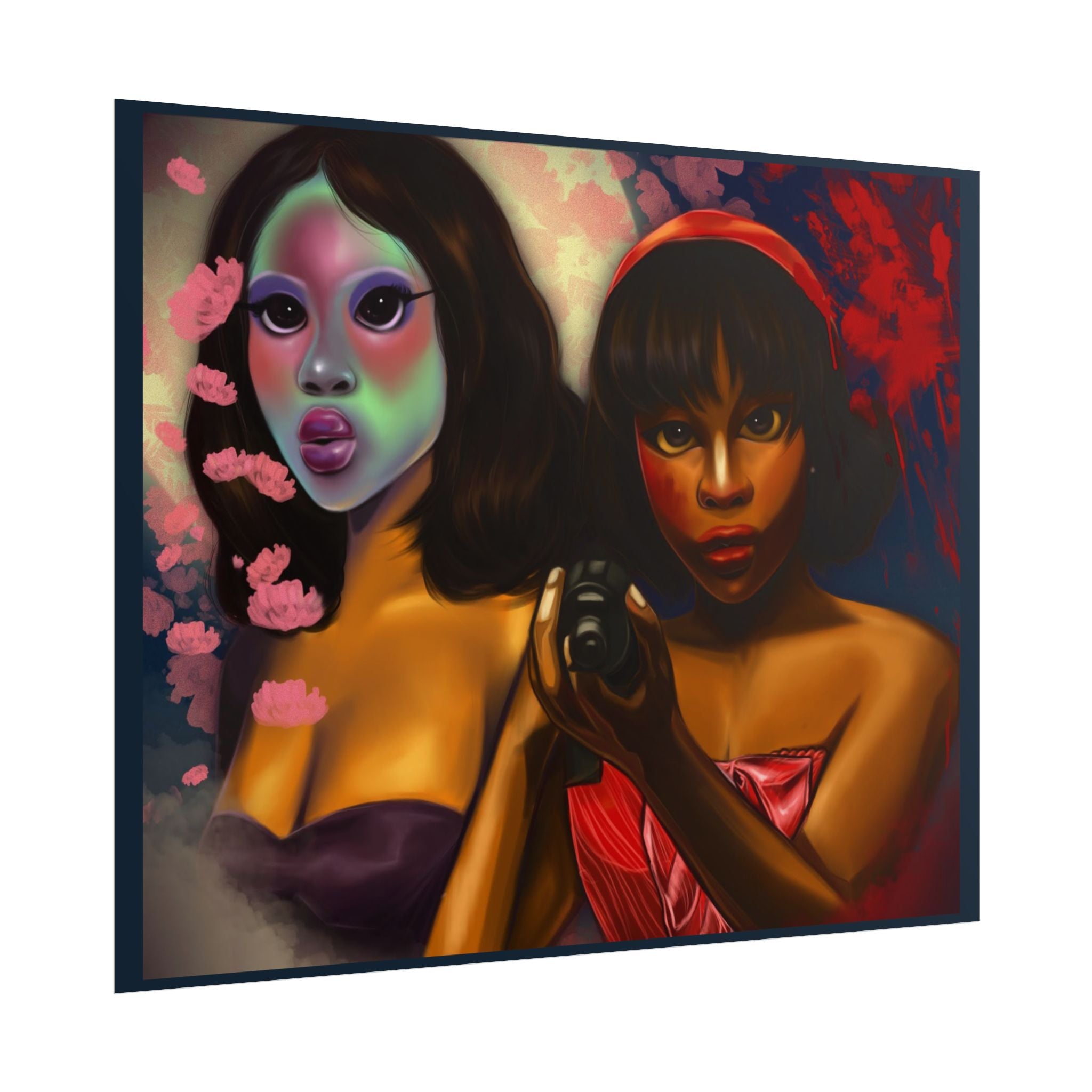 Rolled Poster — Surreal Portrait Duo Art Print (Masked Woman & Camera)