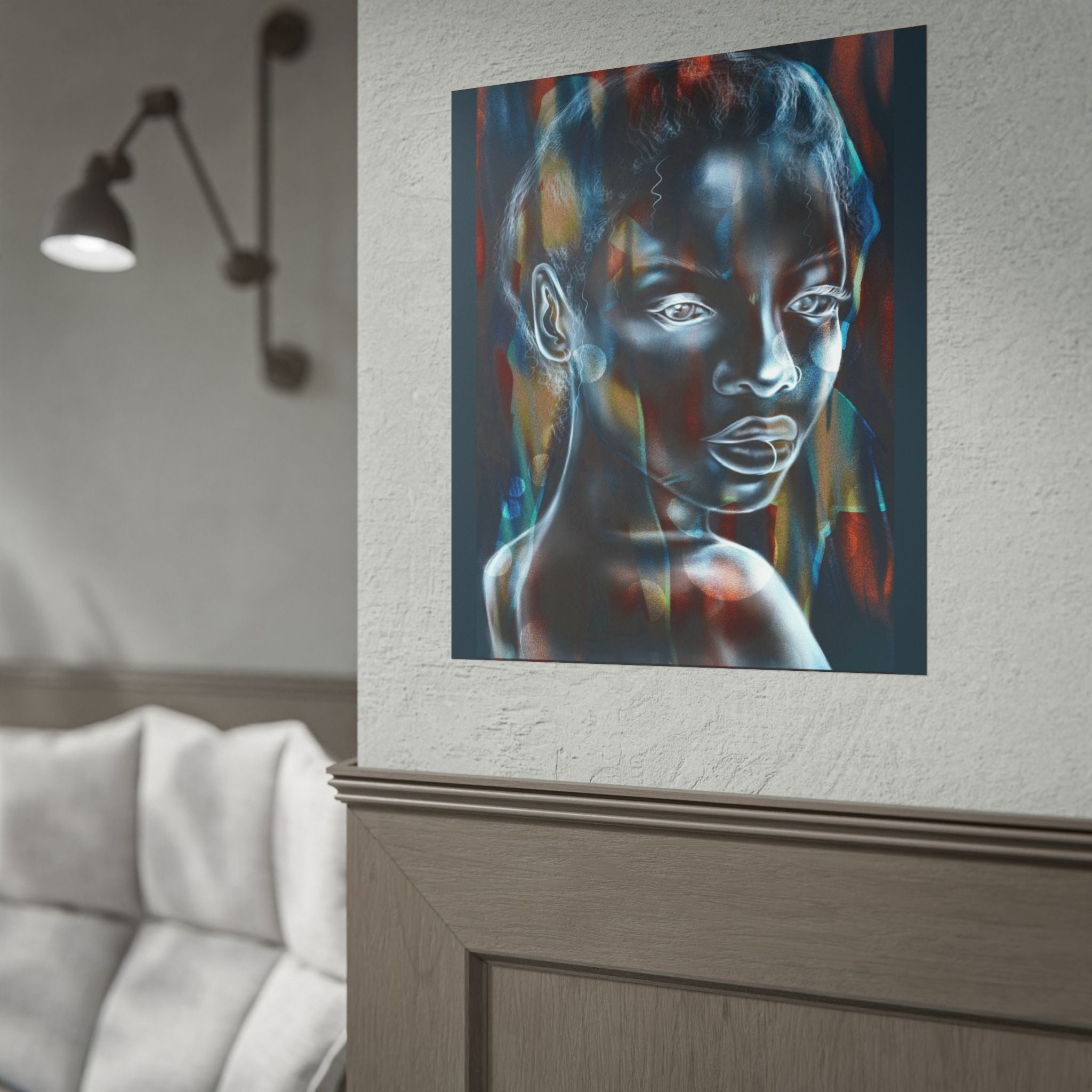 Abstract Neon Portrait Poster — Rolled Art Print