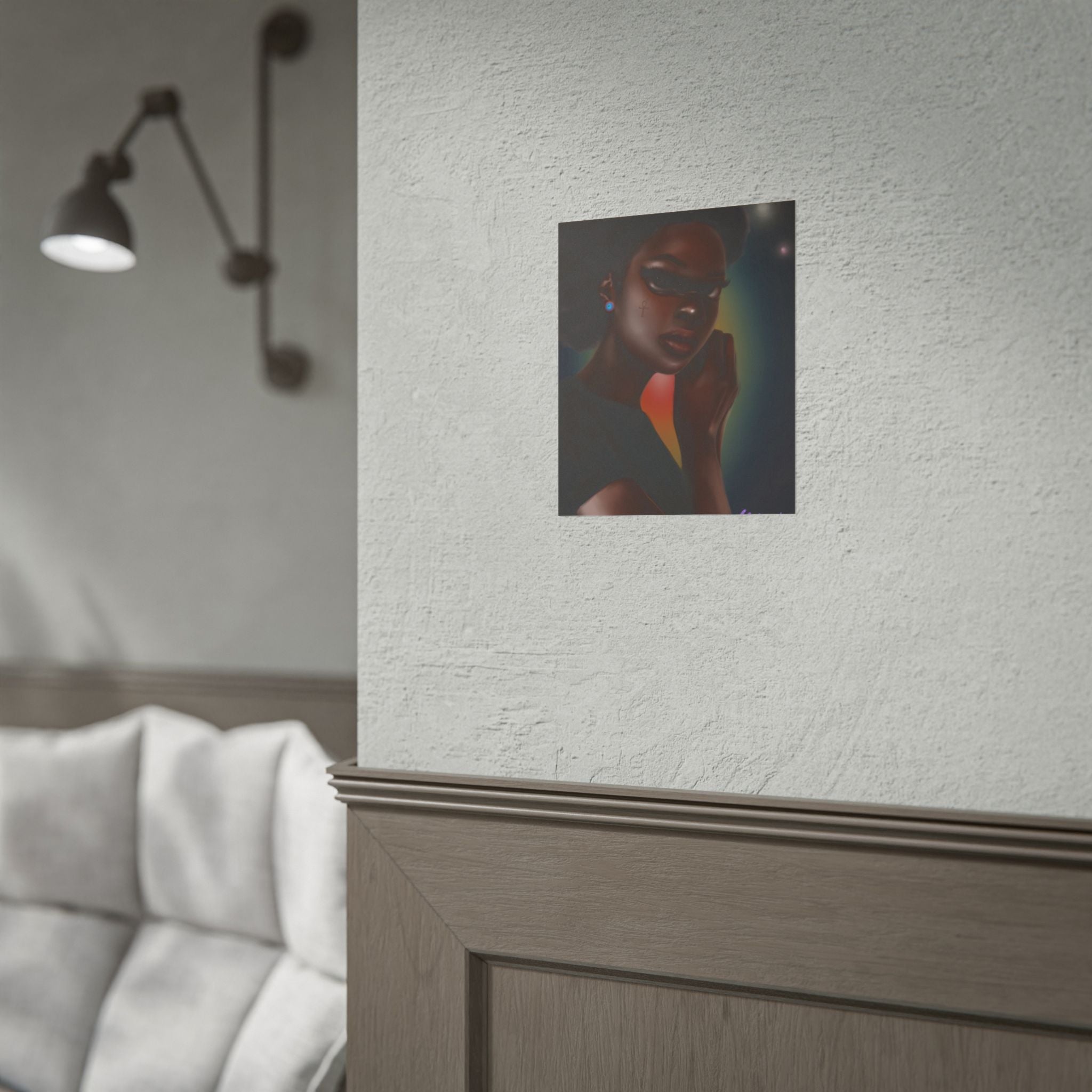 Afrofuturistic Portrait Poster — Moody Black Woman Art Print