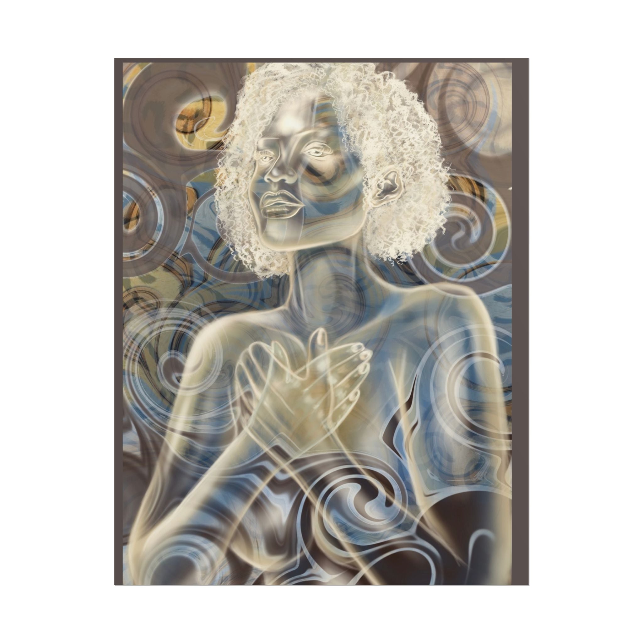 Rolled Poster — Serene Embrace Afro Woman Art Print