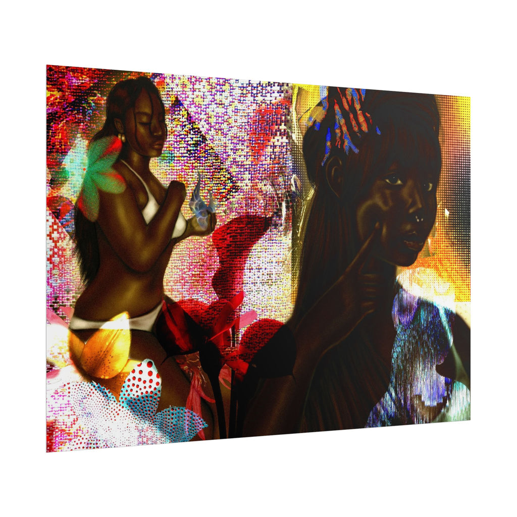 Abstract Afrocentric Art Poster – Tropical Woman Collage Rolled Print