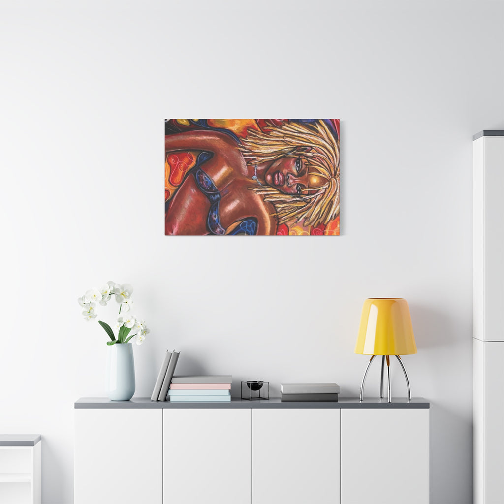 Canvas Wall Art — Bold Afrocentric Portrait of Woman with Blonde Locs