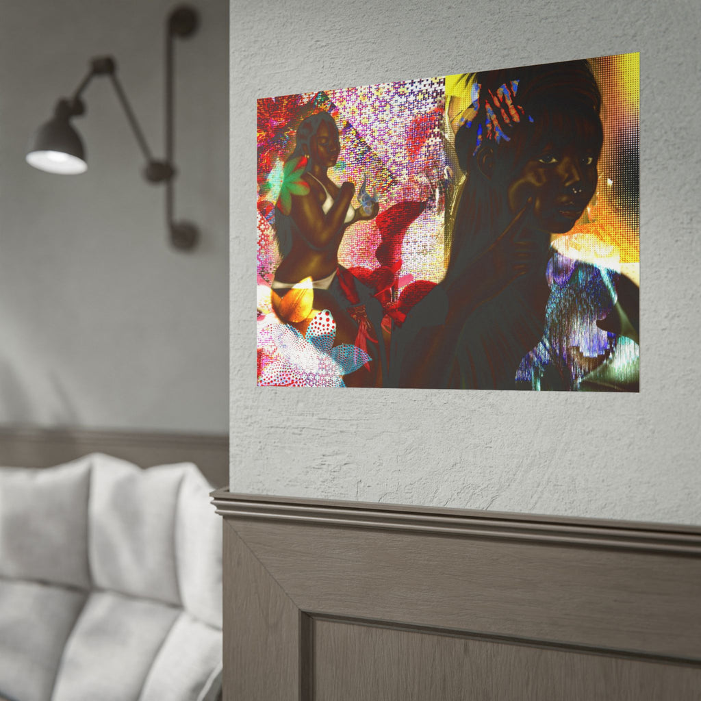 Rolled Poster — Vibrant Afrocentric Art Print with Tropical Flowers