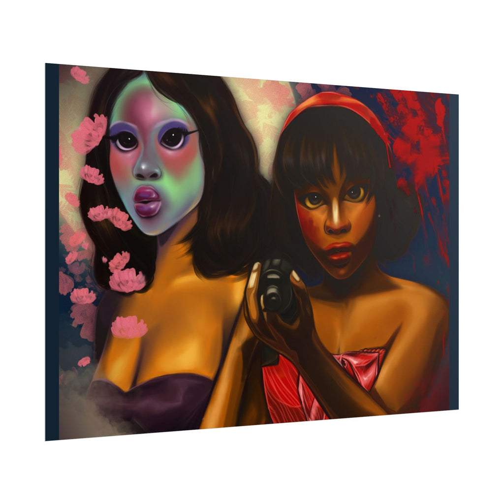 Rolled Poster — Surreal Portrait Duo Art Print (Masked Woman & Camera)