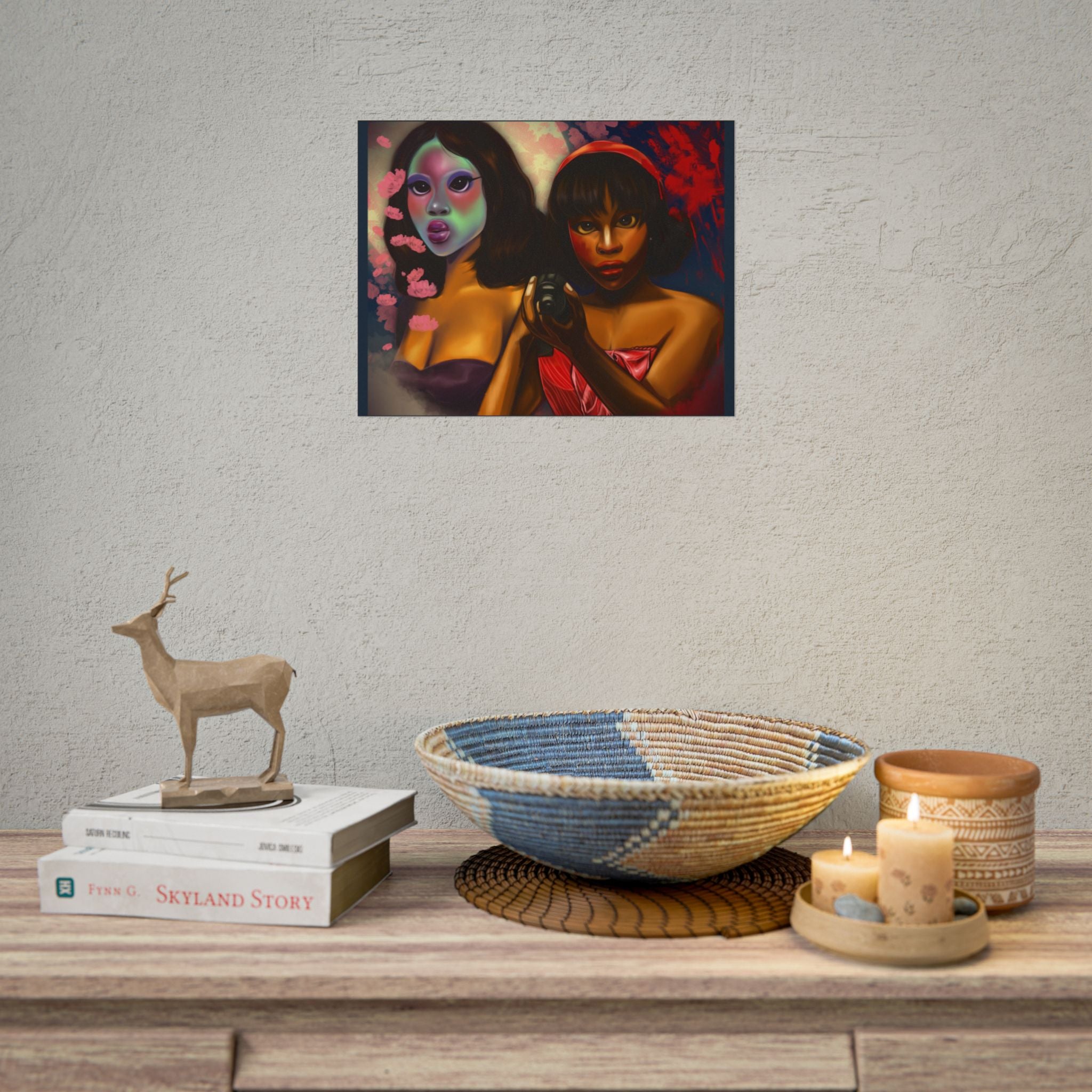Rolled Poster — Surreal Portrait Duo Art Print (Masked Woman & Camera)