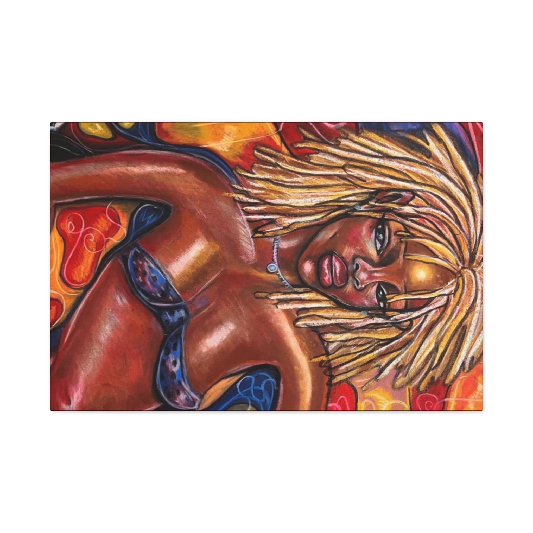 Canvas Wall Art — Bold Afrocentric Portrait of Woman with Blonde Locs