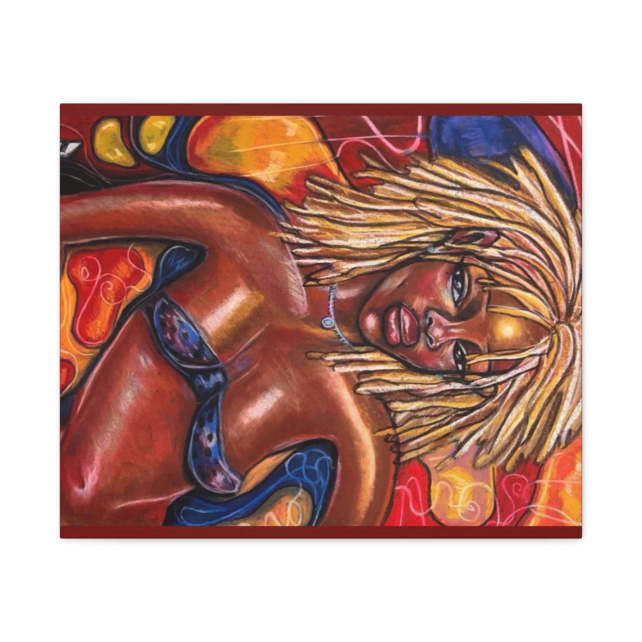 Canvas Wall Art — Bold Afrocentric Portrait of Woman with Blonde Locs