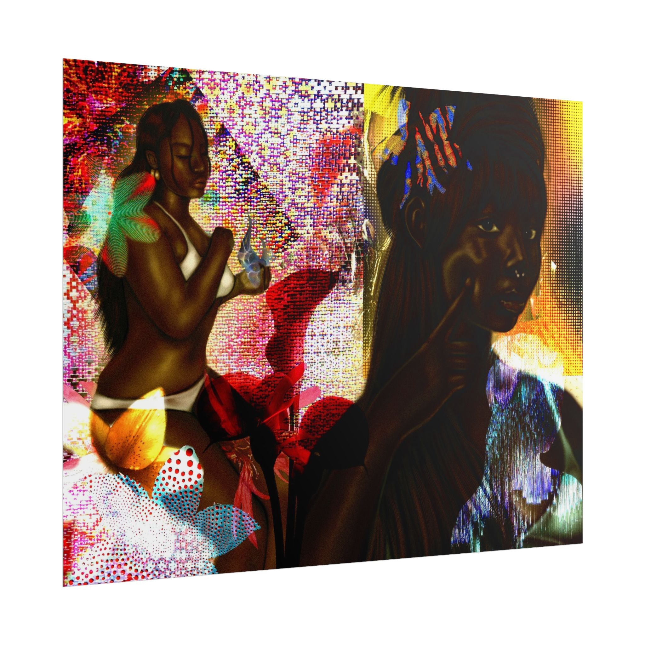 Rolled Poster — Vibrant Afrocentric Art Print with Tropical Flowers