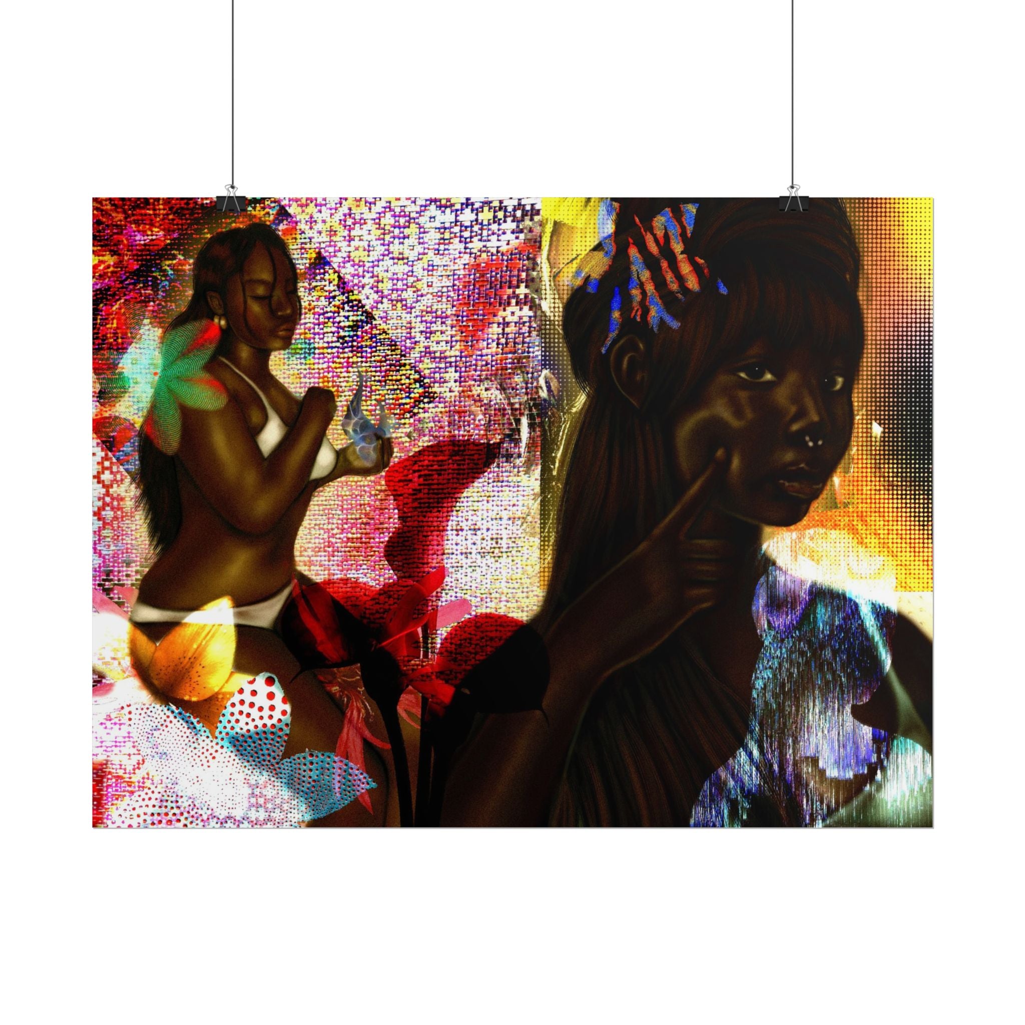 Abstract Afrocentric Art Poster – Tropical Woman Collage Rolled Print