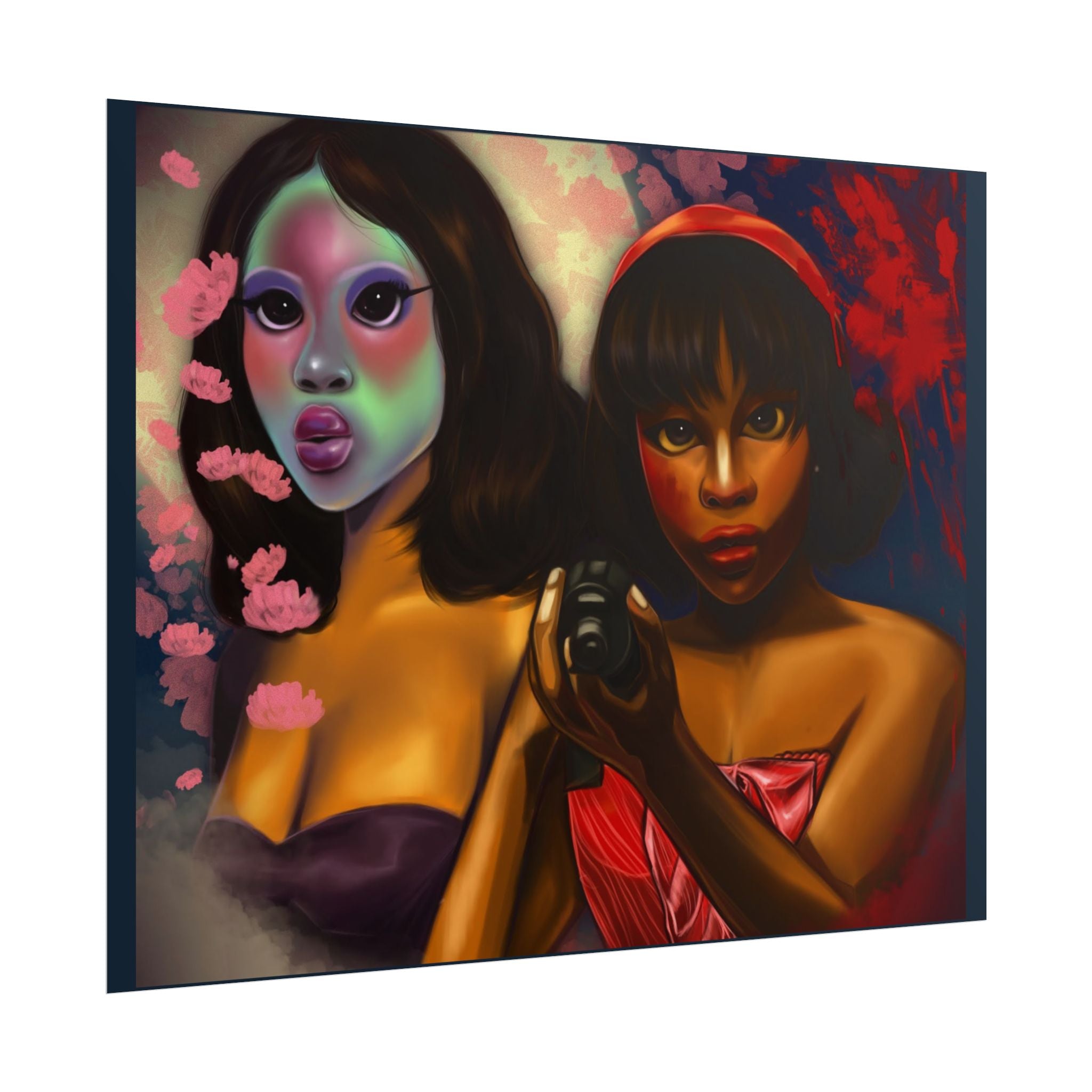 Rolled Poster — Surreal Portrait Duo Art Print (Masked Woman & Camera)