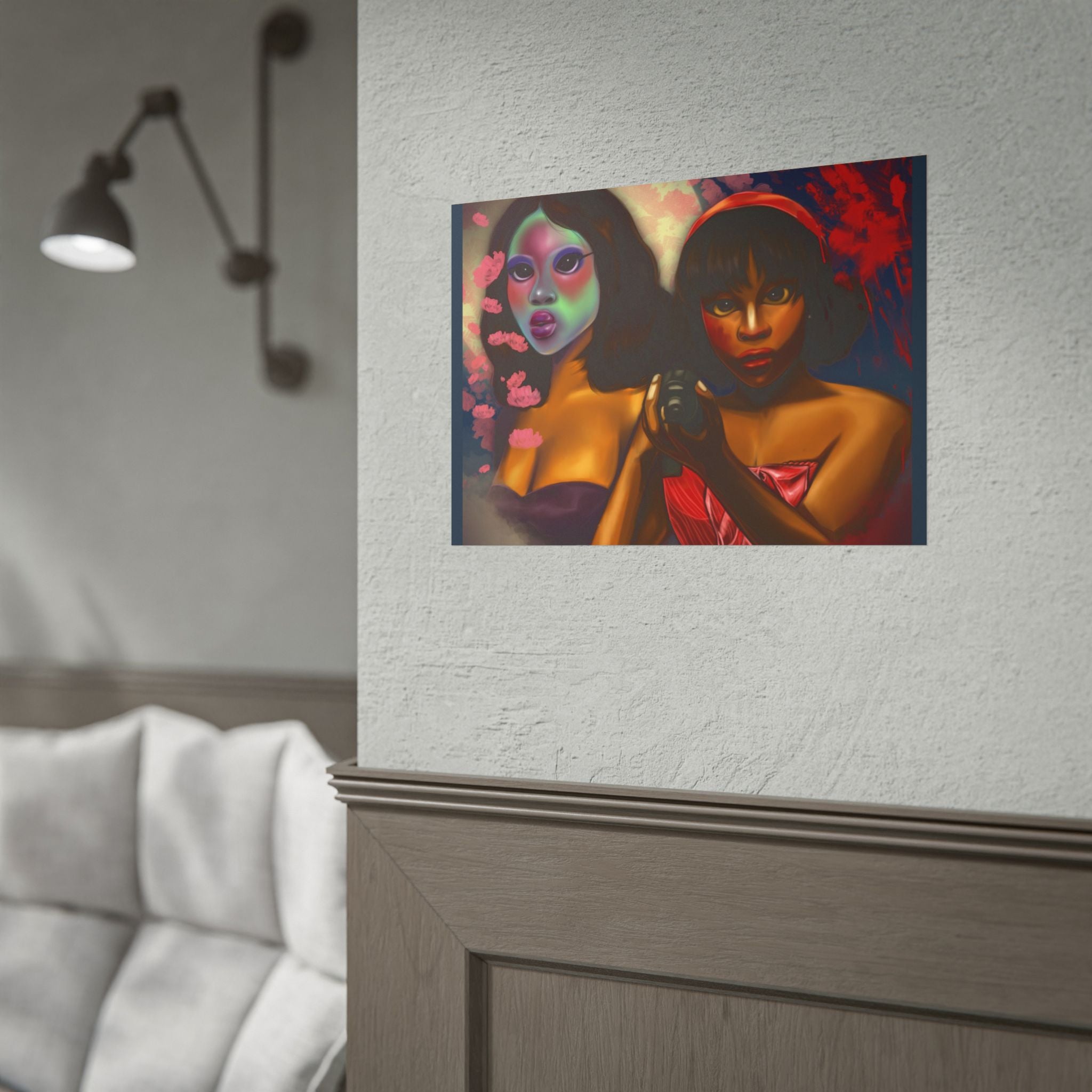 Rolled Poster — Surreal Portrait Duo Art Print (Masked Woman & Camera)