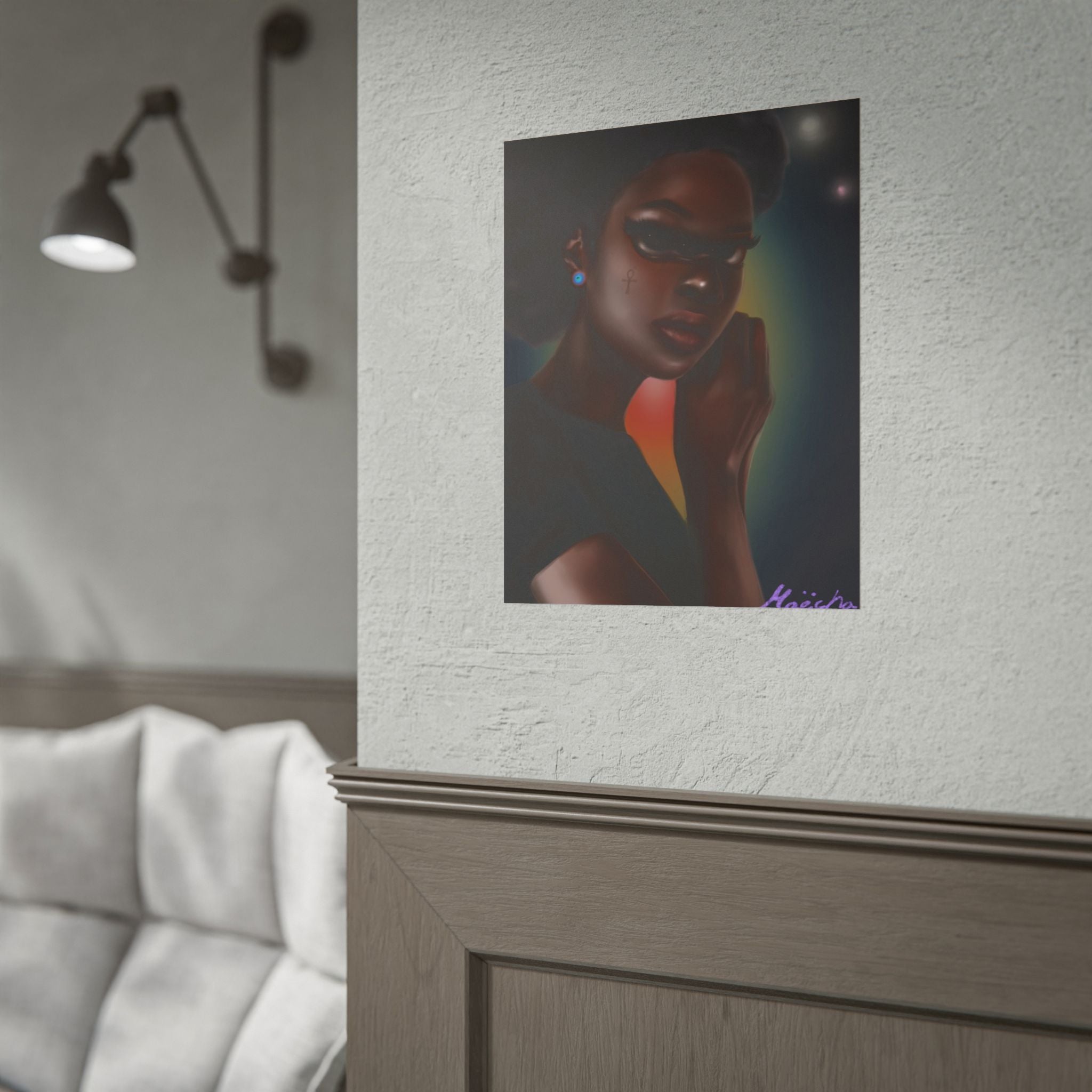 Afrofuturistic Portrait Poster — Moody Black Woman Art Print