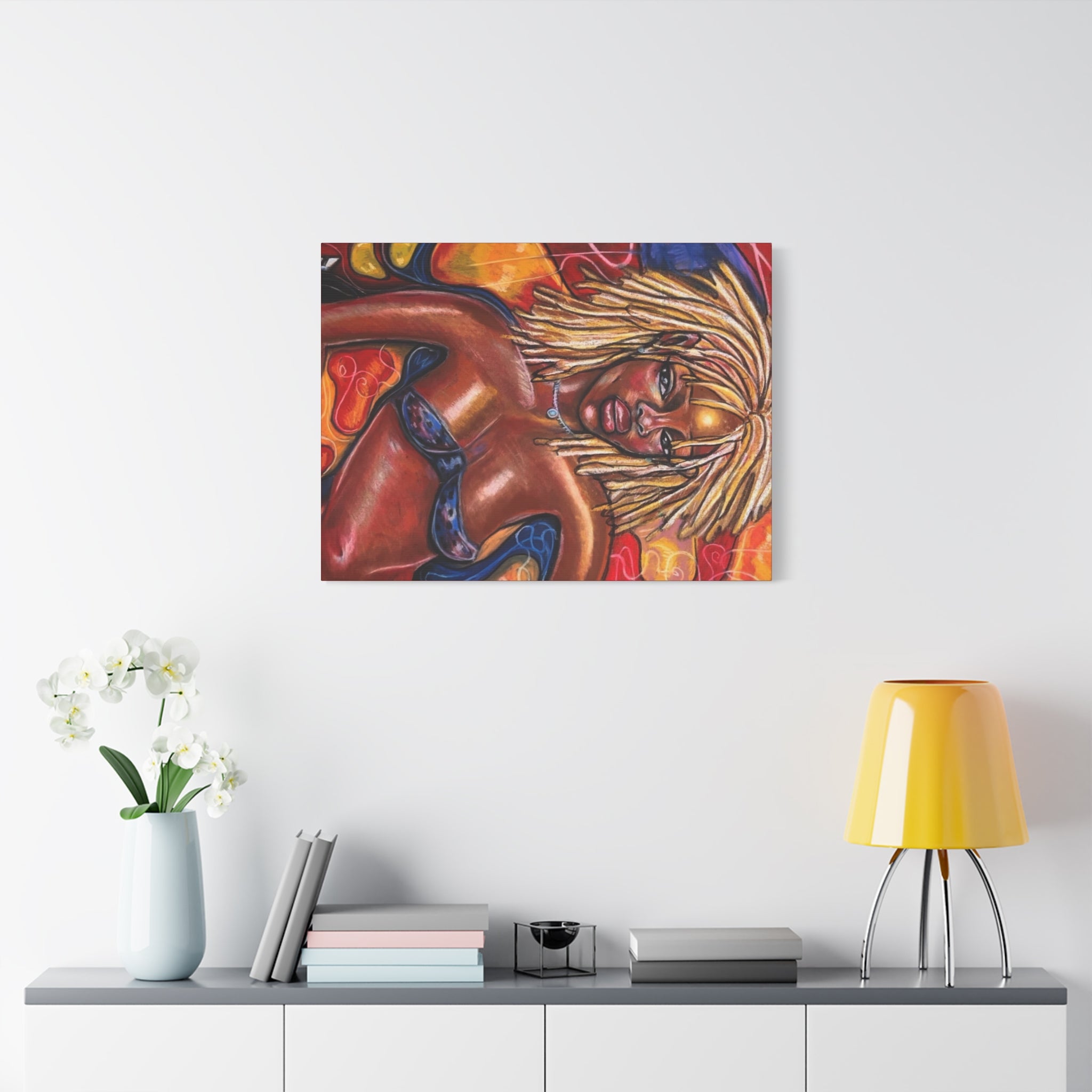 Canvas Wall Art — Bold Afrocentric Portrait of Woman with Blonde Locs