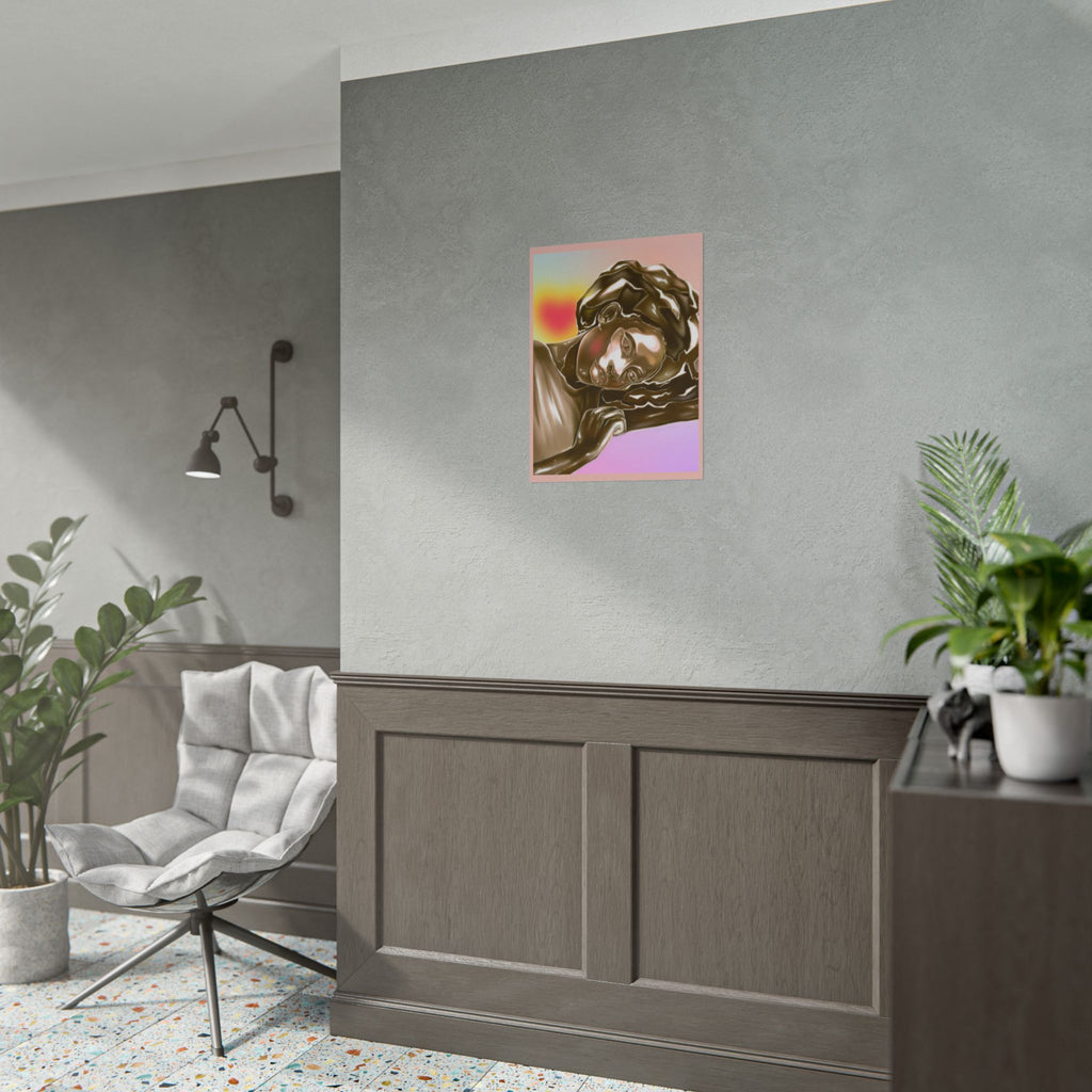 Rolled Art Poster — Golden Afro Portrait on Pastel Gradient