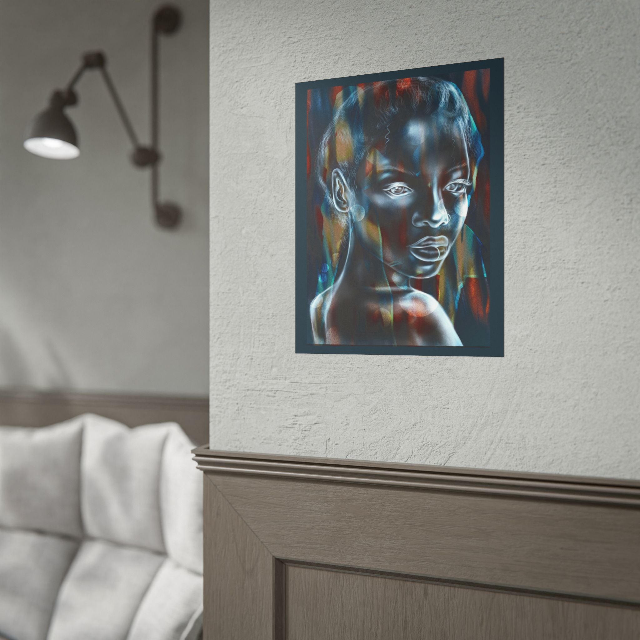 Abstract Neon Portrait Poster — Rolled Art Print