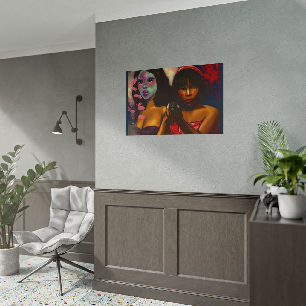 Rolled Poster — Surreal Portrait Duo Art Print (Masked Woman & Camera)