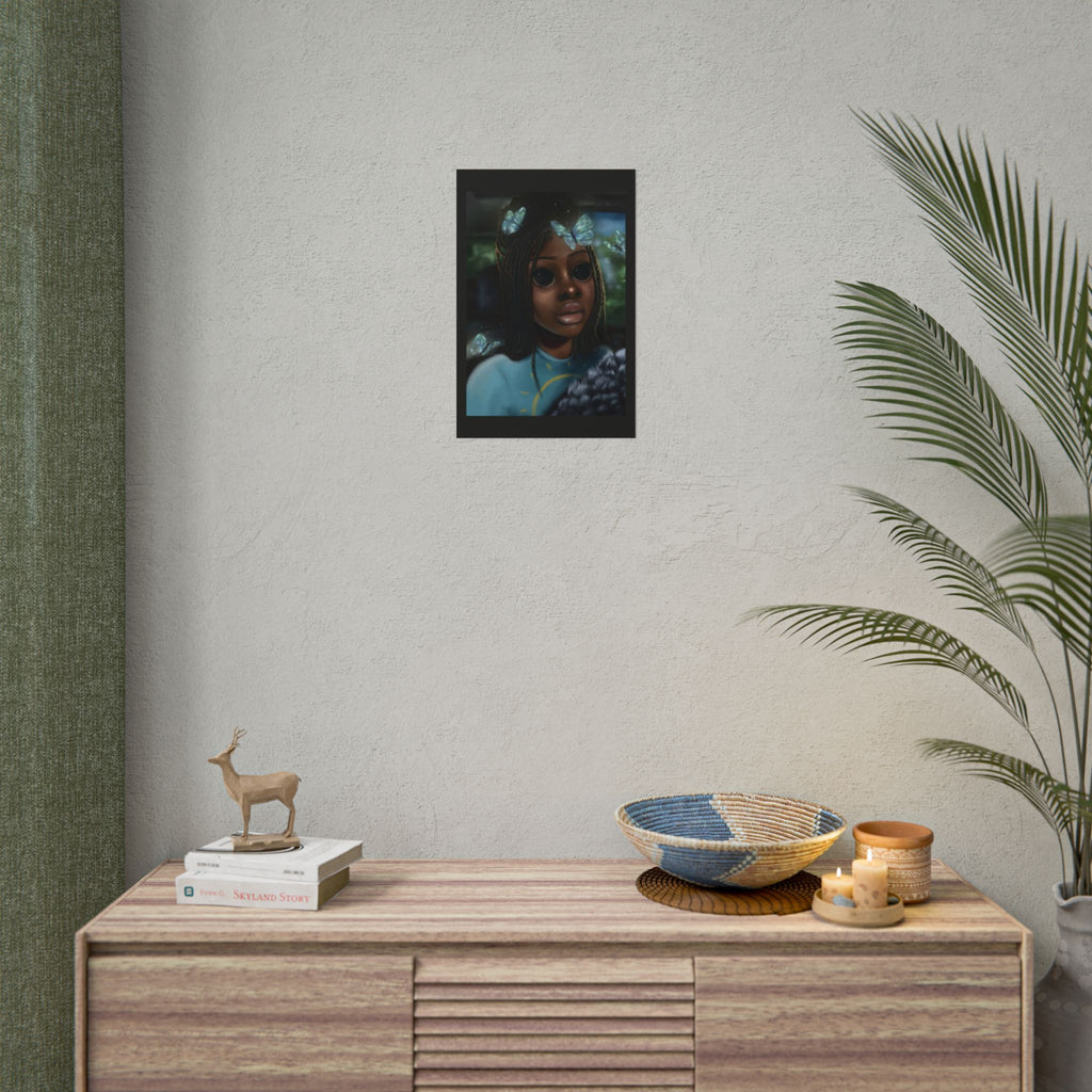 Butterfly Girl Rolled Poster — Surreal Portrait Wall Art