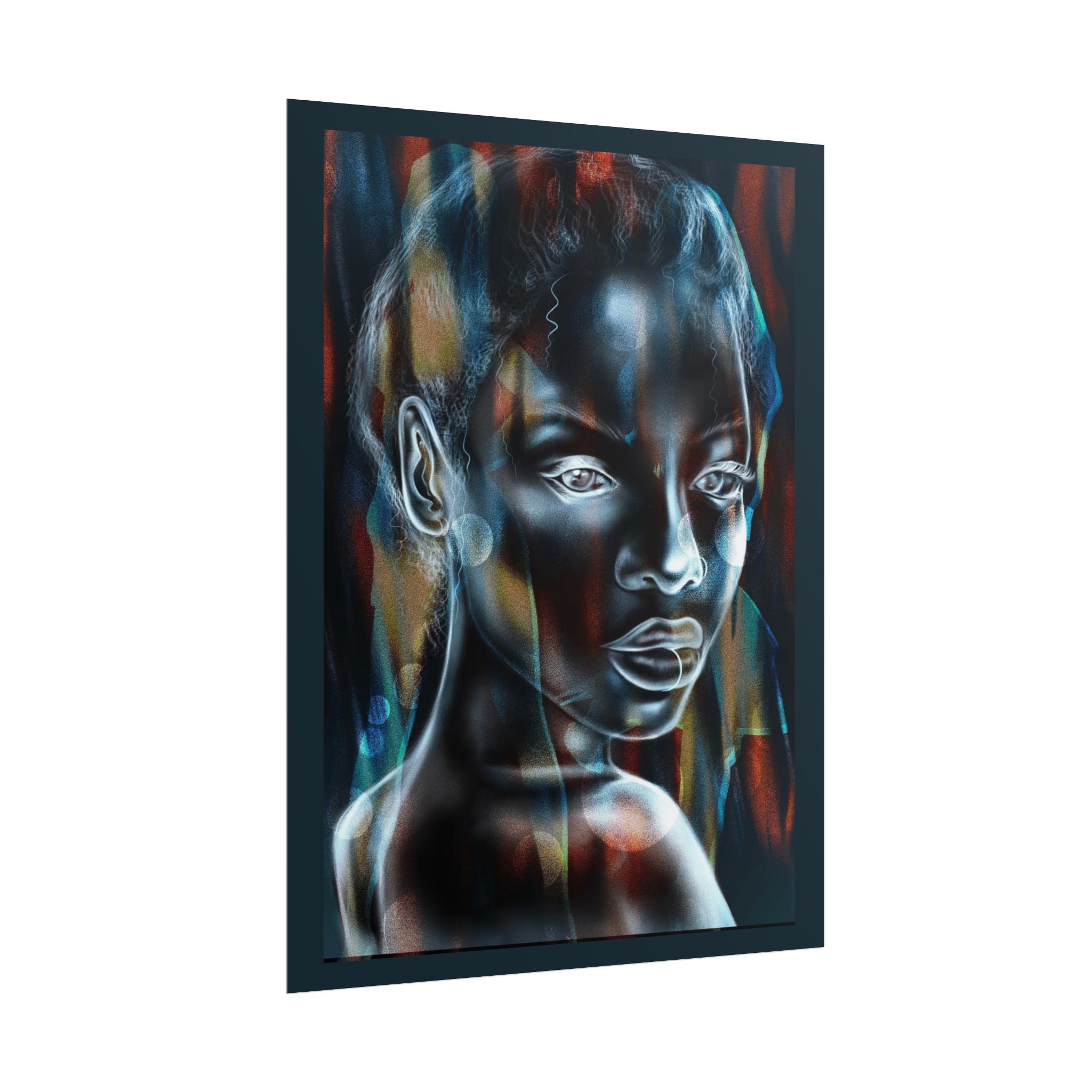 Abstract Neon Portrait Poster — Rolled Art Print
