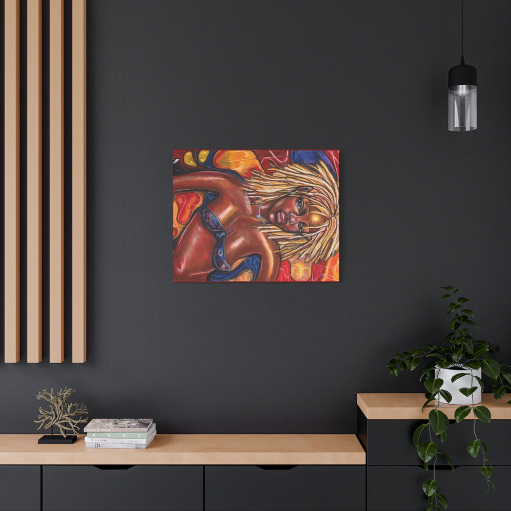 Canvas Wall Art — Bold Afrocentric Portrait of Woman with Blonde Locs
