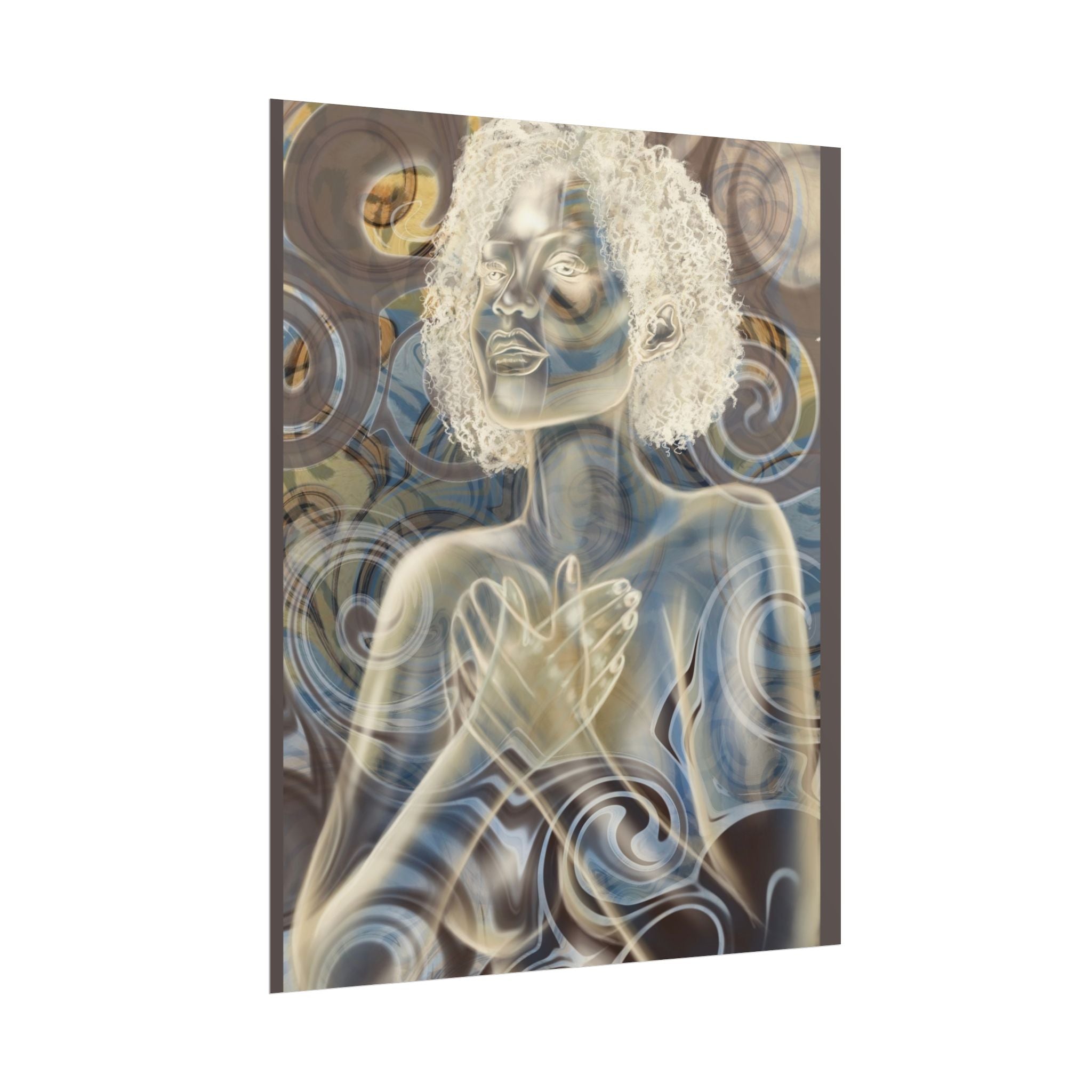 Rolled Poster — Serene Embrace Afro Woman Art Print