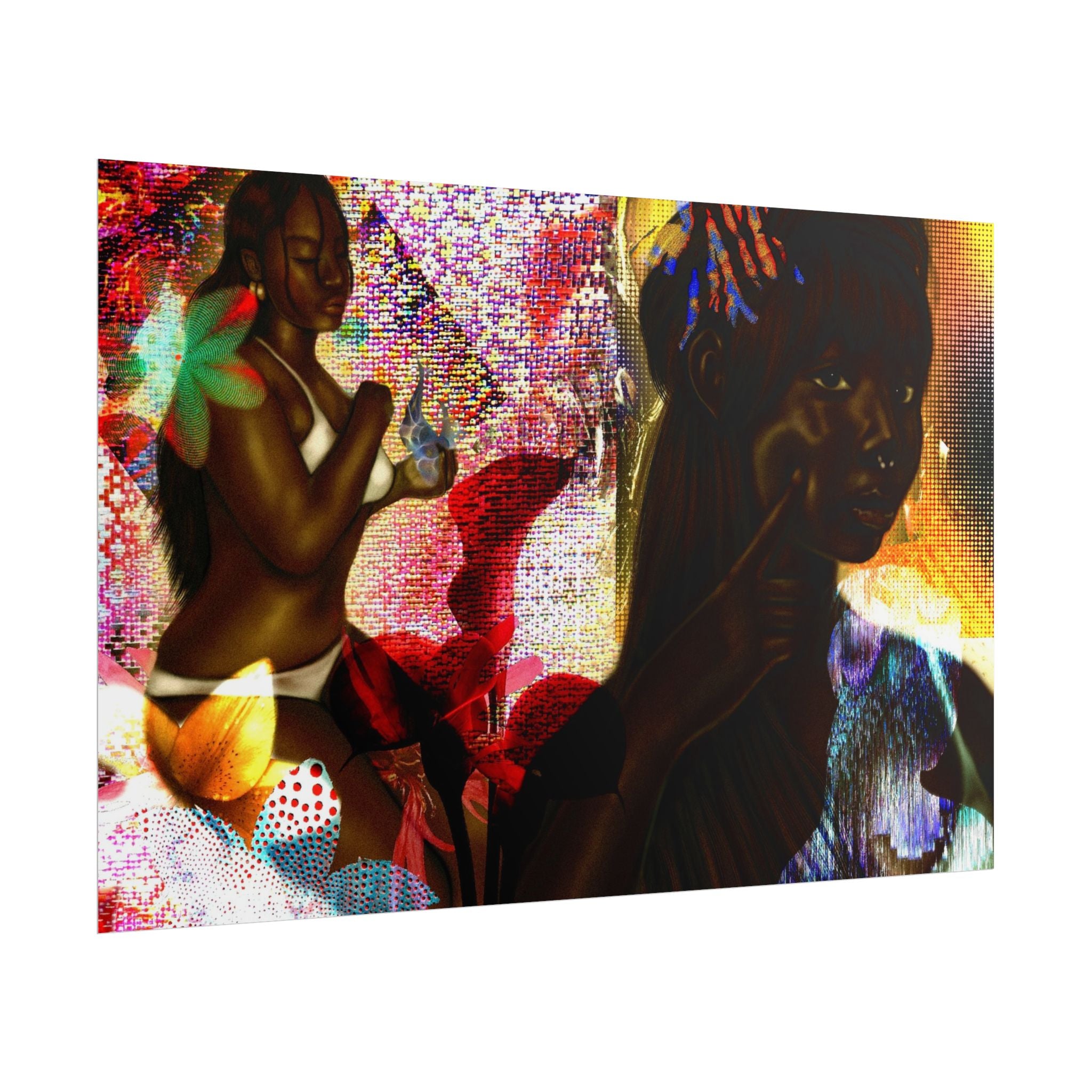 Rolled Poster — Vibrant Afrocentric Art Print with Tropical Flowers