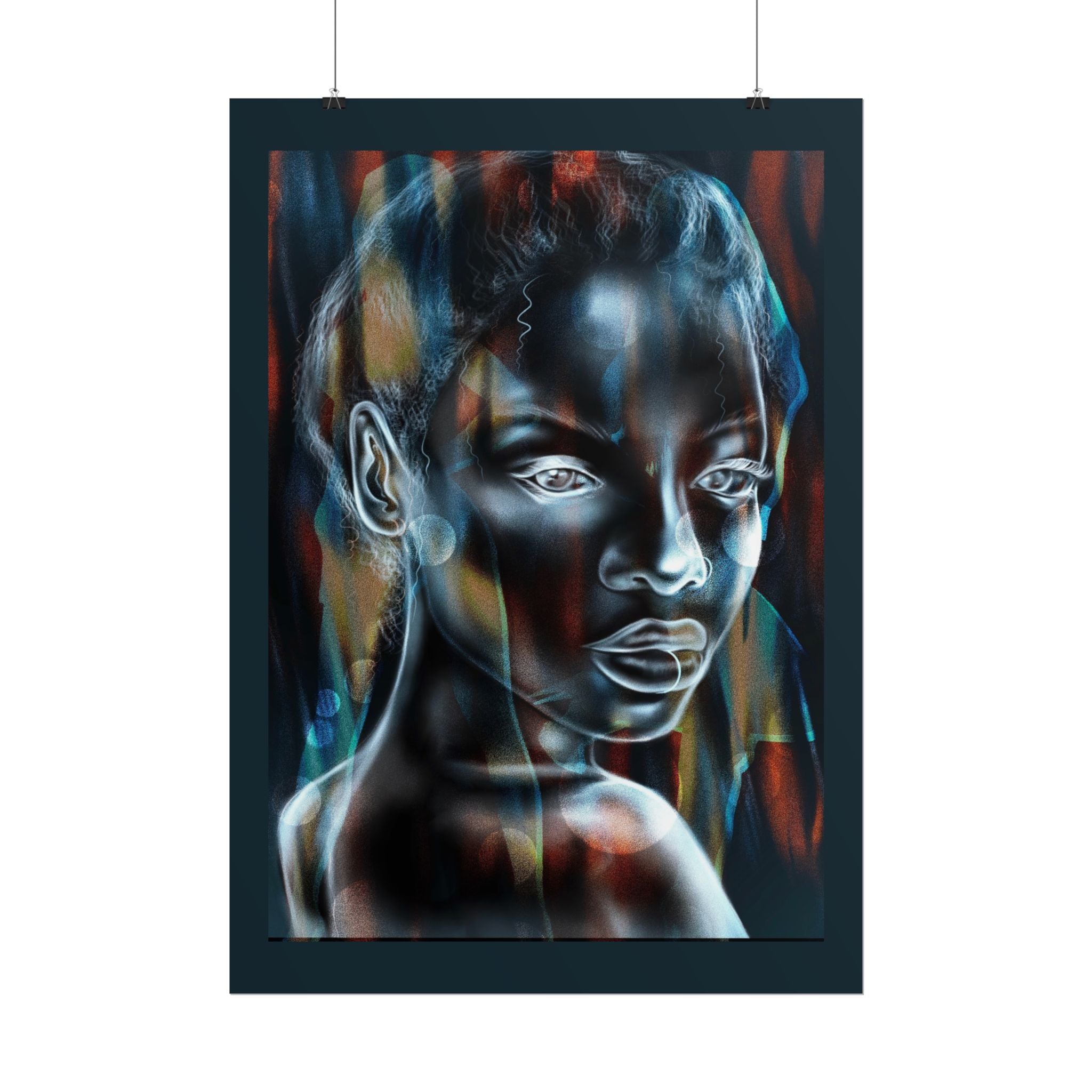 Abstract Neon Portrait Poster — Rolled Art Print