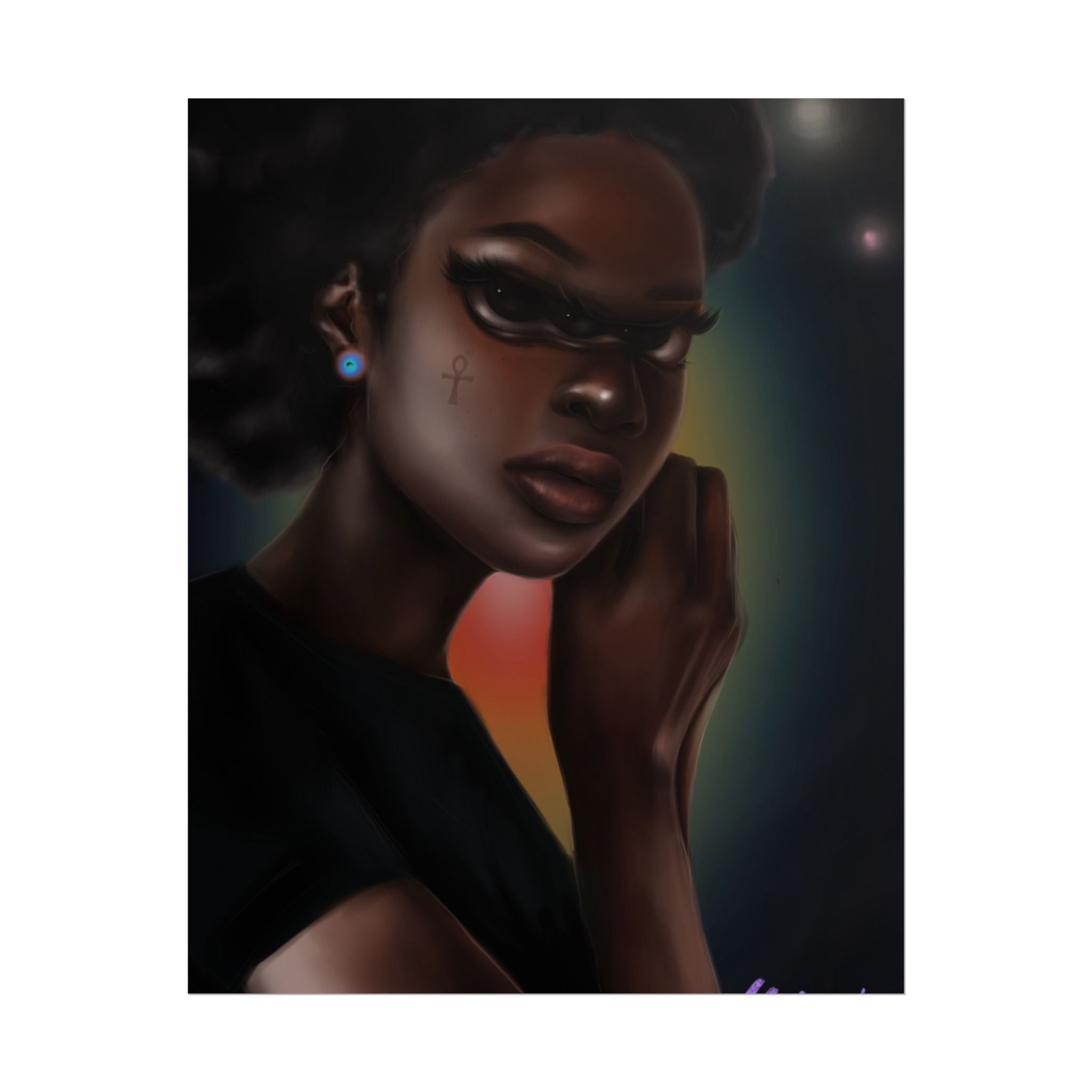 Afrofuturistic Portrait Poster — Moody Black Woman Art Print