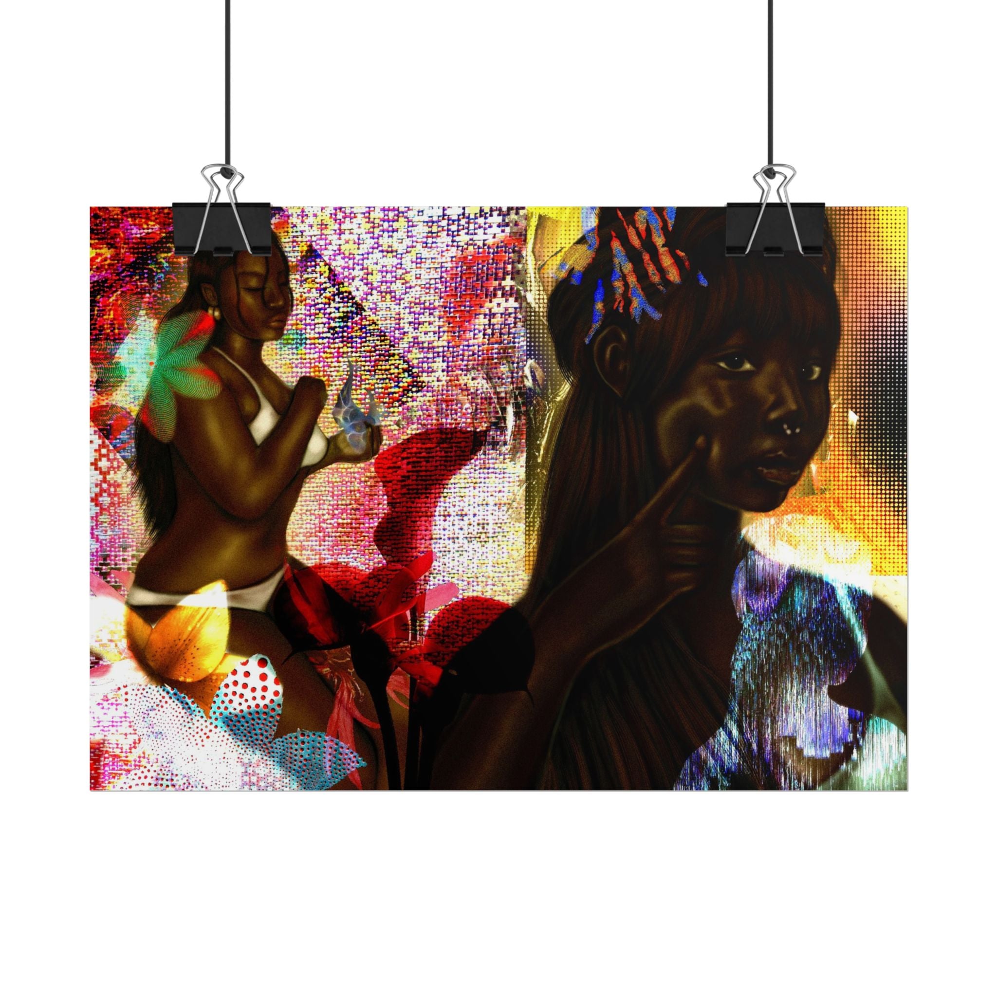 Abstract Afrocentric Art Poster – Tropical Woman Collage Rolled Print