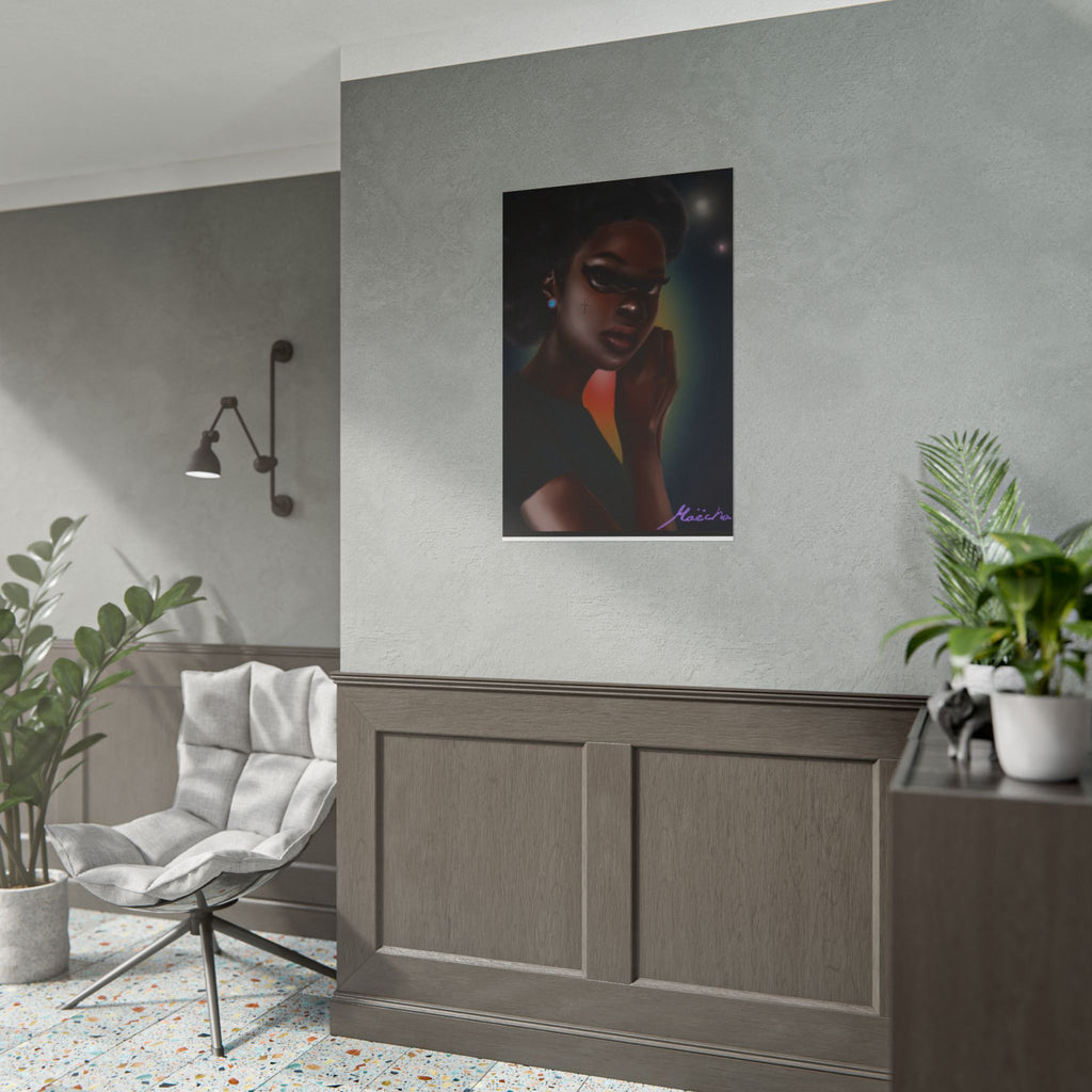 Afrofuturistic Portrait Poster — Moody Black Woman Art Print