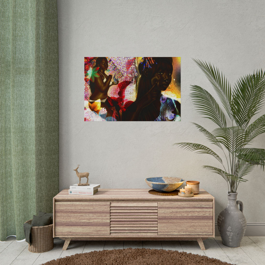 Abstract Afrocentric Art Poster – Tropical Woman Collage Rolled Print
