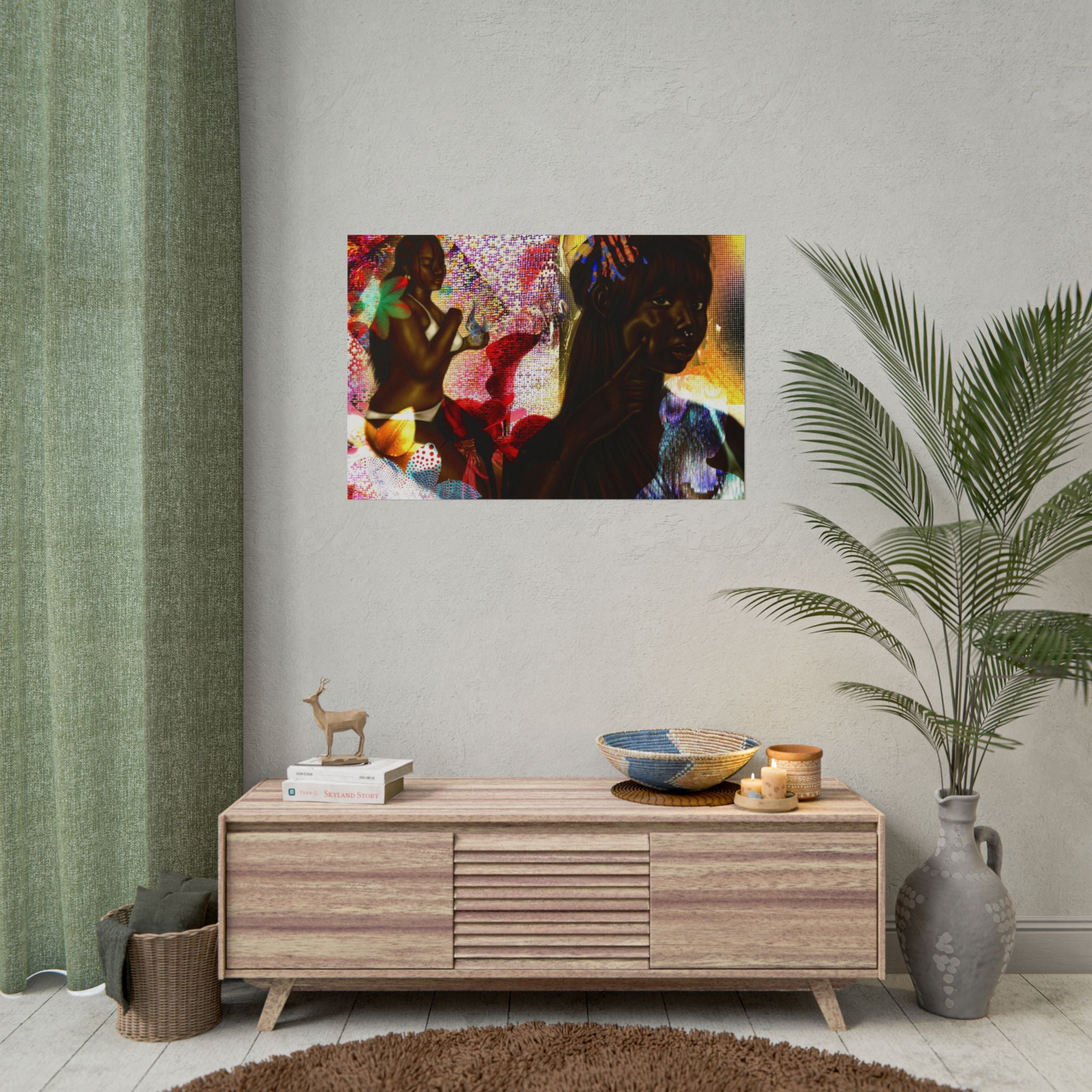 Abstract Afrocentric Art Poster – Tropical Woman Collage Rolled Print