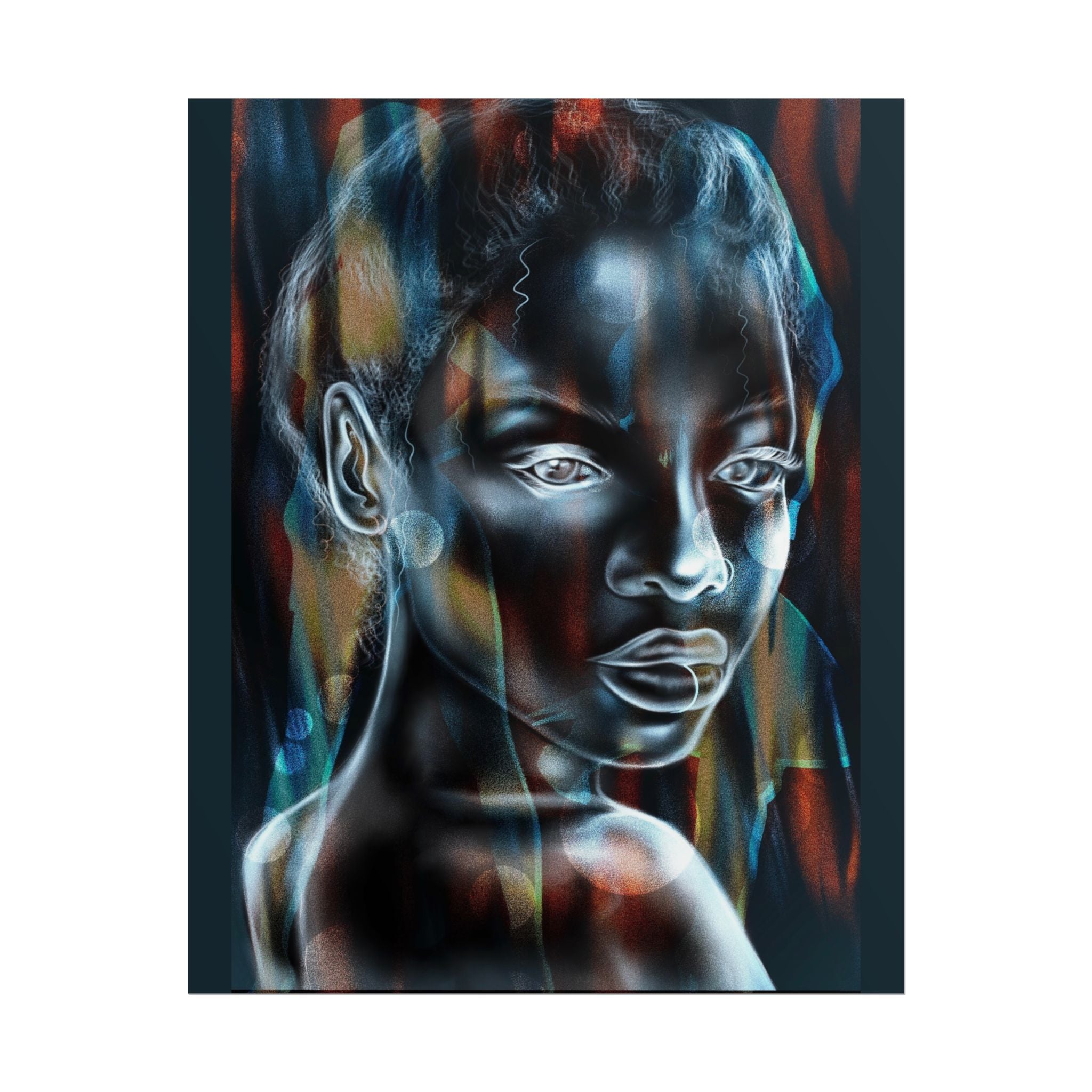 Abstract Neon Portrait Poster — Rolled Art Print