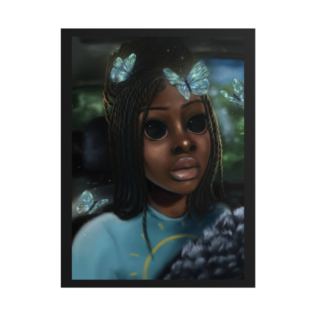 Butterfly Girl Rolled Poster — Surreal Portrait Wall Art