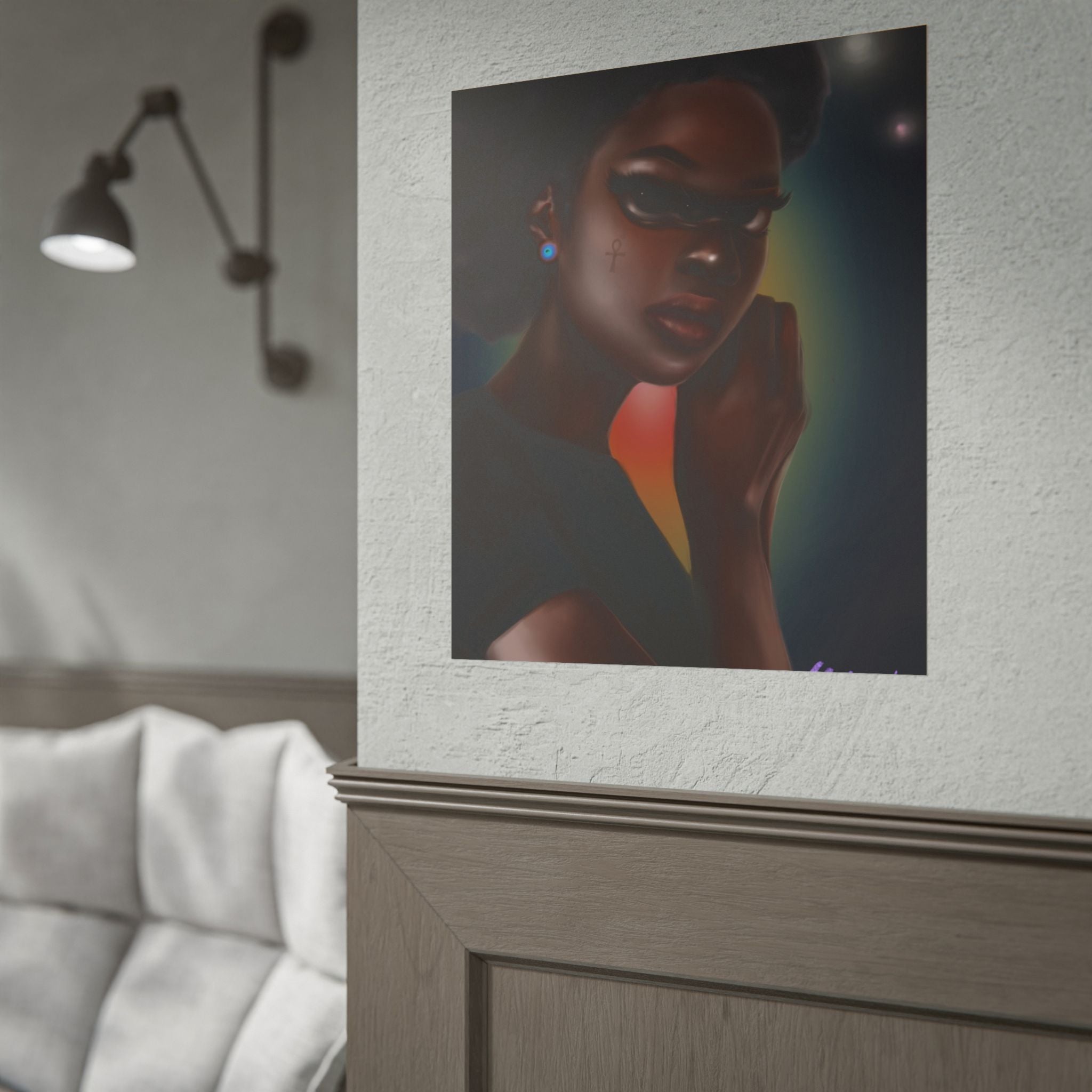 Afrofuturistic Portrait Poster — Moody Black Woman Art Print