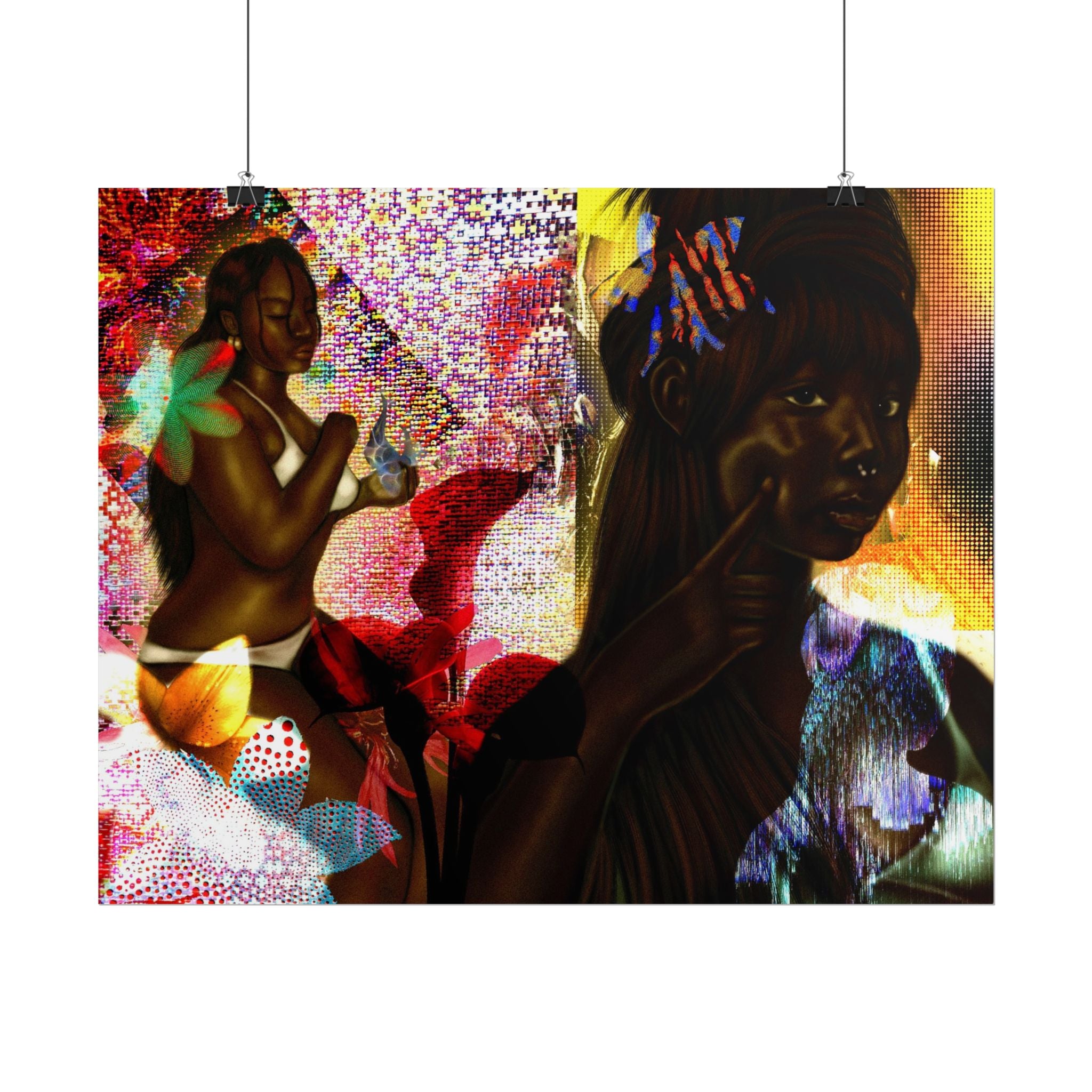Abstract Afrocentric Art Poster – Tropical Woman Collage Rolled Print