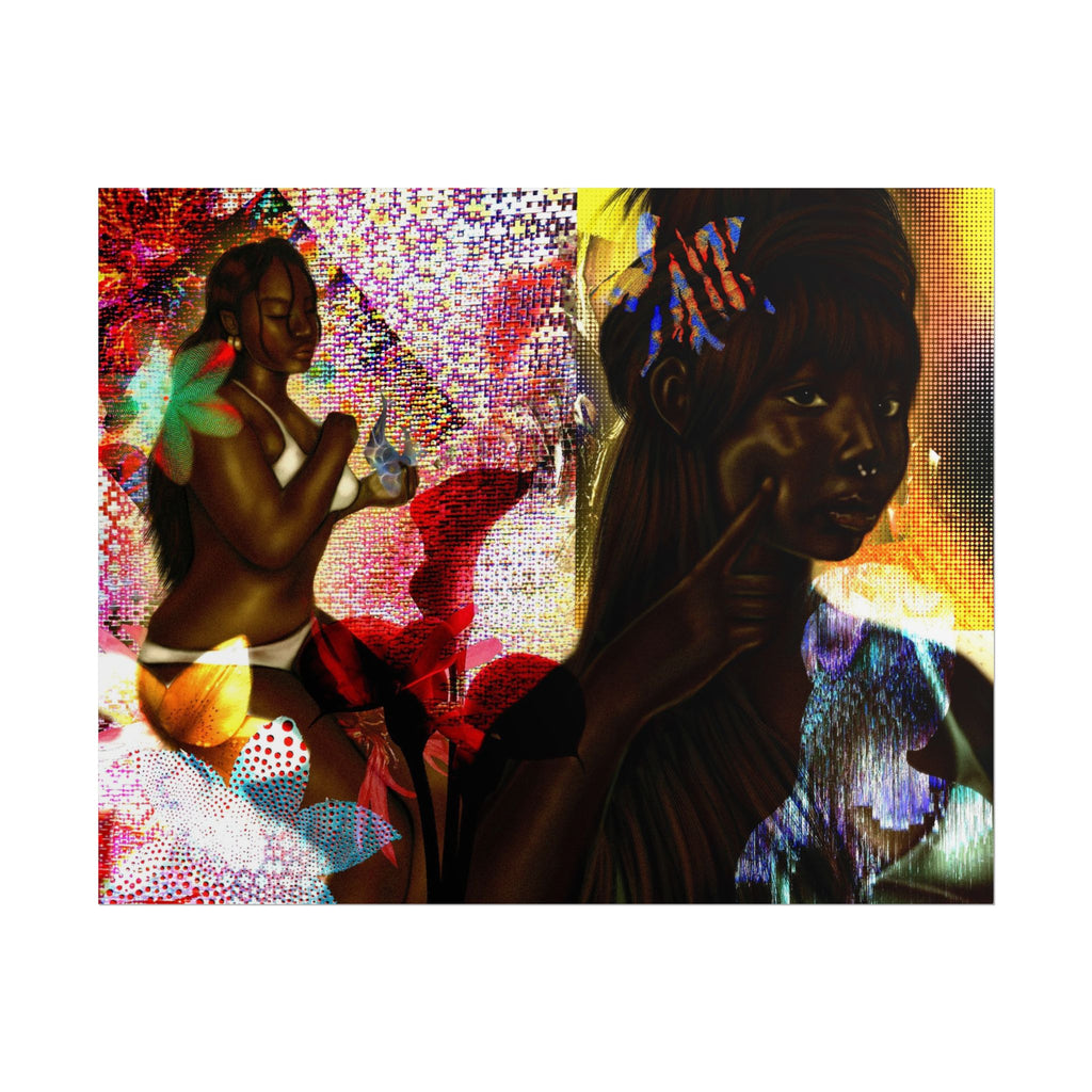 Rolled Poster — Vibrant Afrocentric Art Print with Tropical Flowers