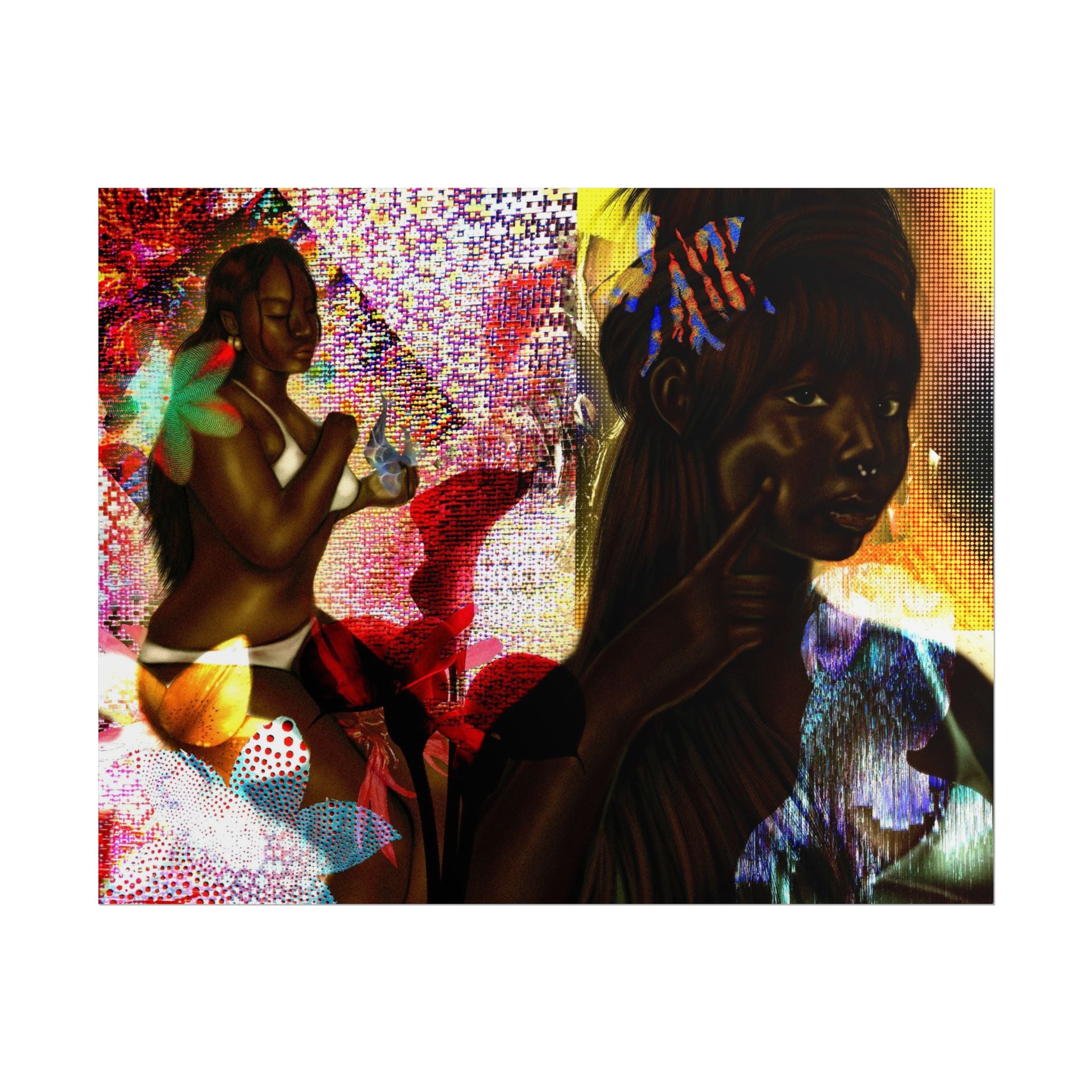 Abstract Afrocentric Art Poster – Tropical Woman Collage Rolled Print