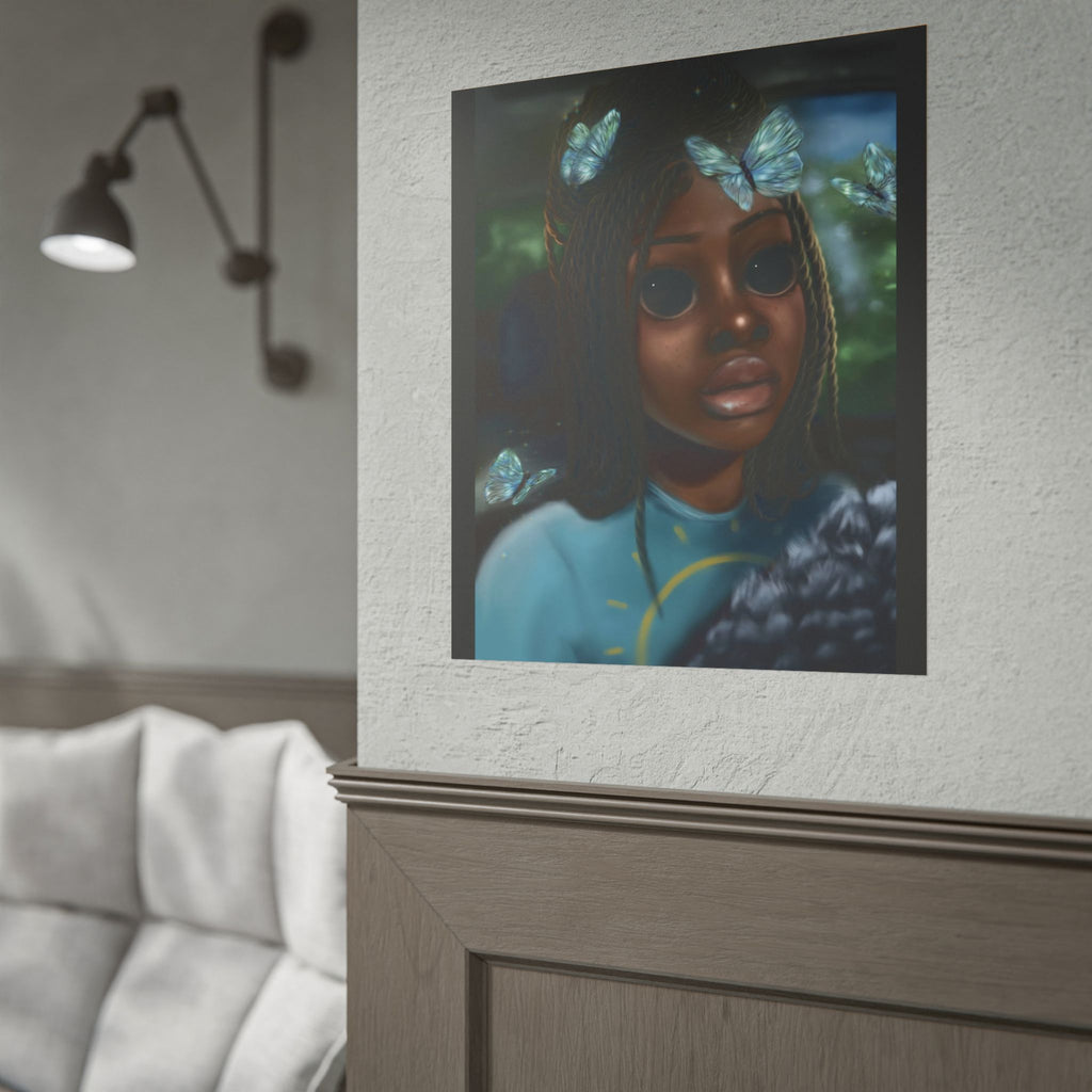 Butterfly Girl Rolled Poster — Surreal Portrait Wall Art