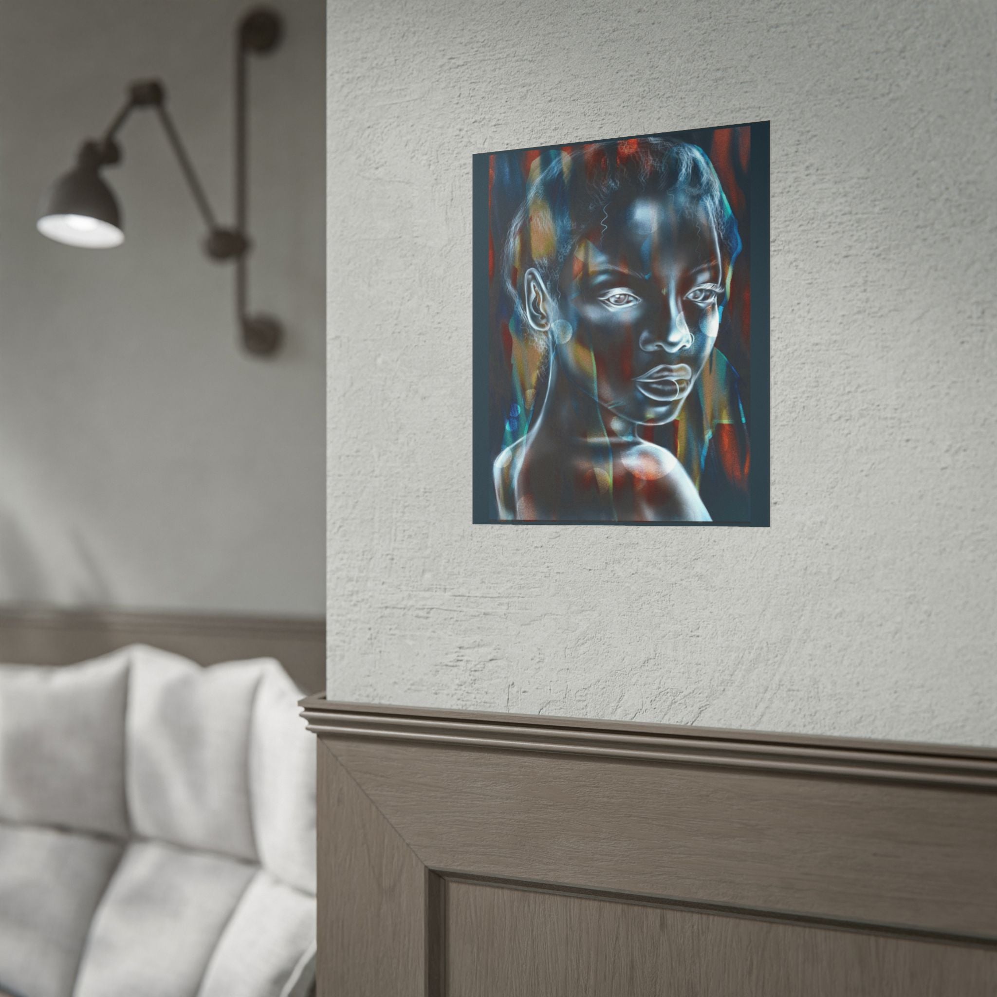 Abstract Neon Portrait Poster — Rolled Art Print