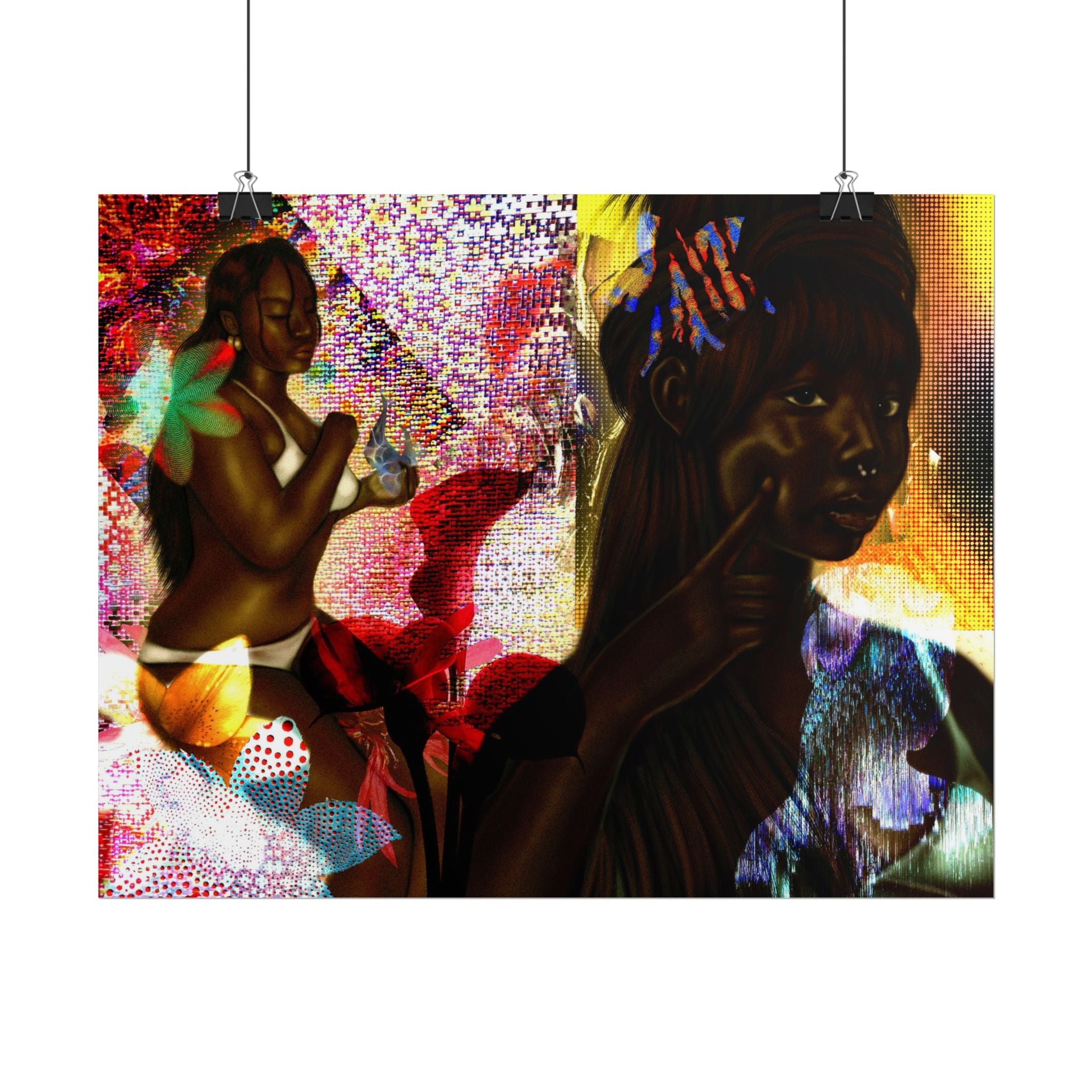 Abstract Afrocentric Art Poster – Tropical Woman Collage Rolled Print