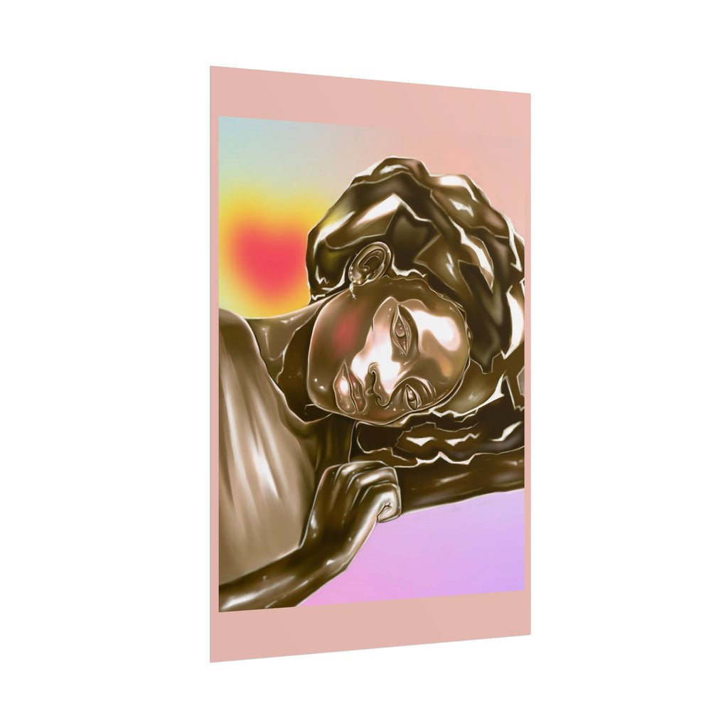 Rolled Art Poster — Golden Afro Portrait on Pastel Gradient