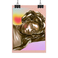 Rolled Art Poster — Golden Afro Portrait on Pastel Gradient