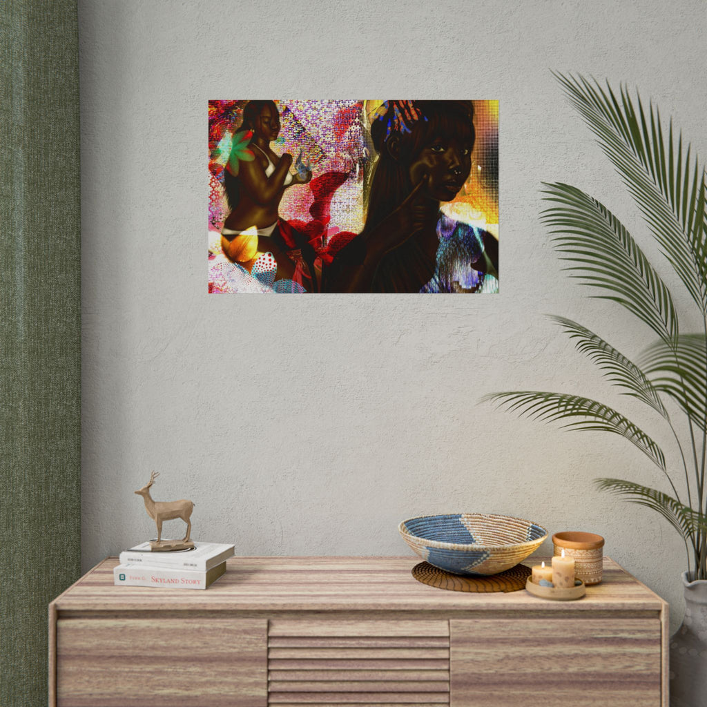 Rolled Poster — Vibrant Afrocentric Art Print with Tropical Flowers