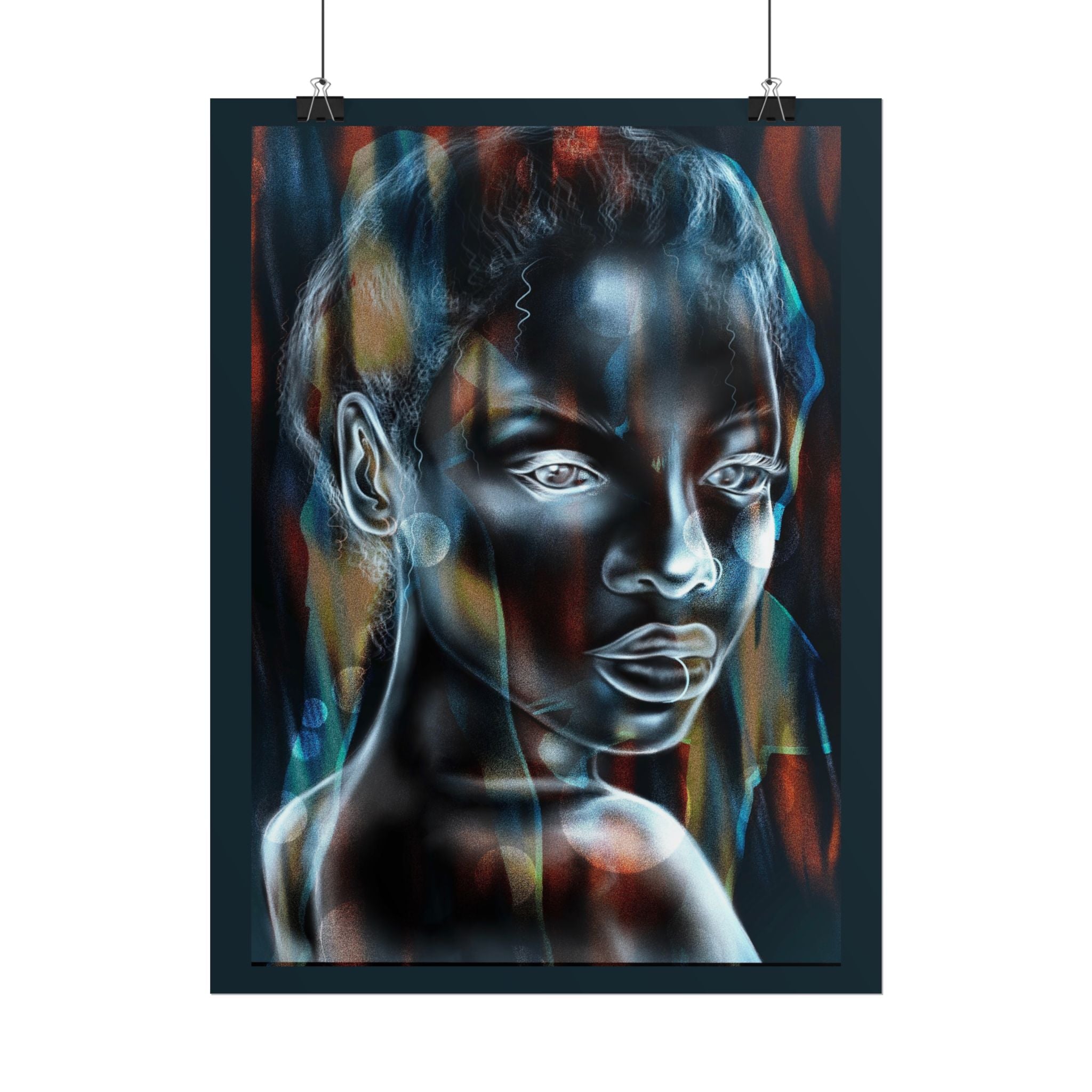 Abstract Neon Portrait Poster — Rolled Art Print