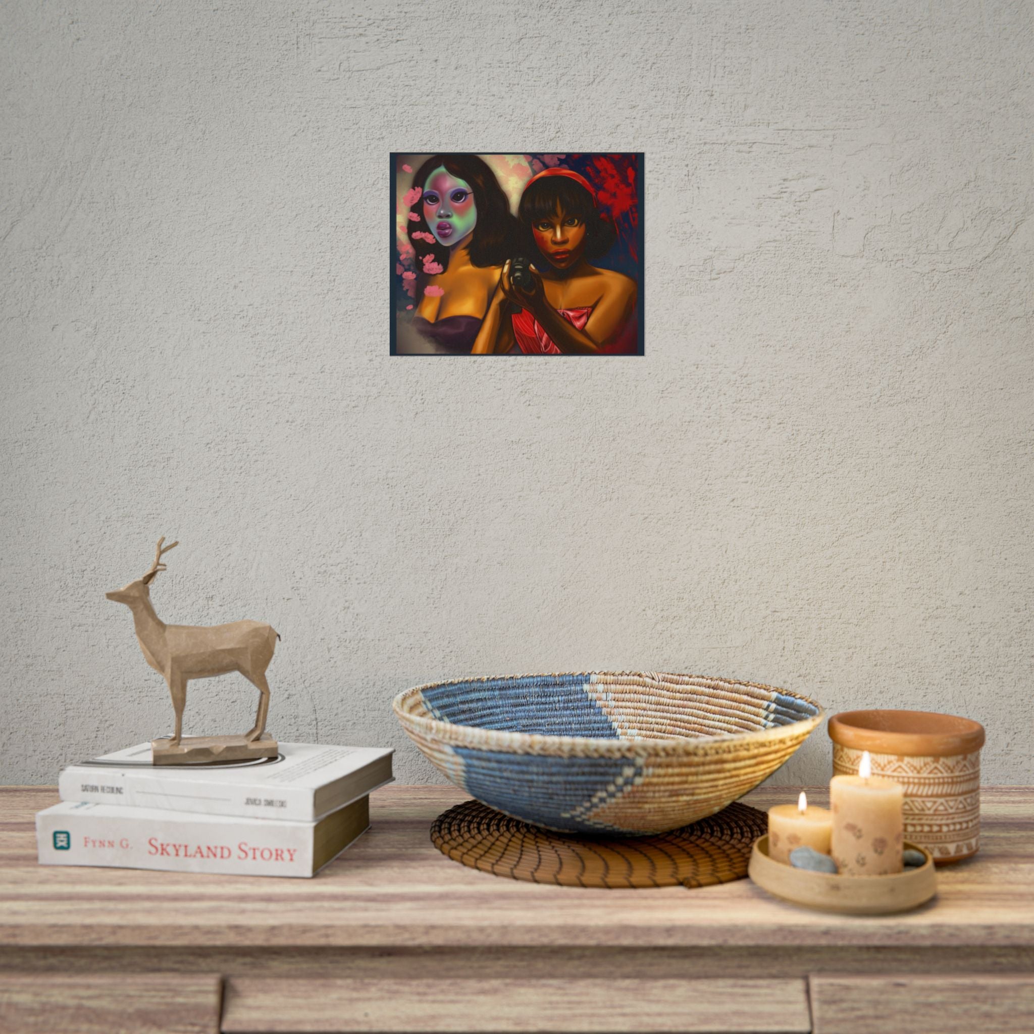 Rolled Poster — Surreal Portrait Duo Art Print (Masked Woman & Camera)