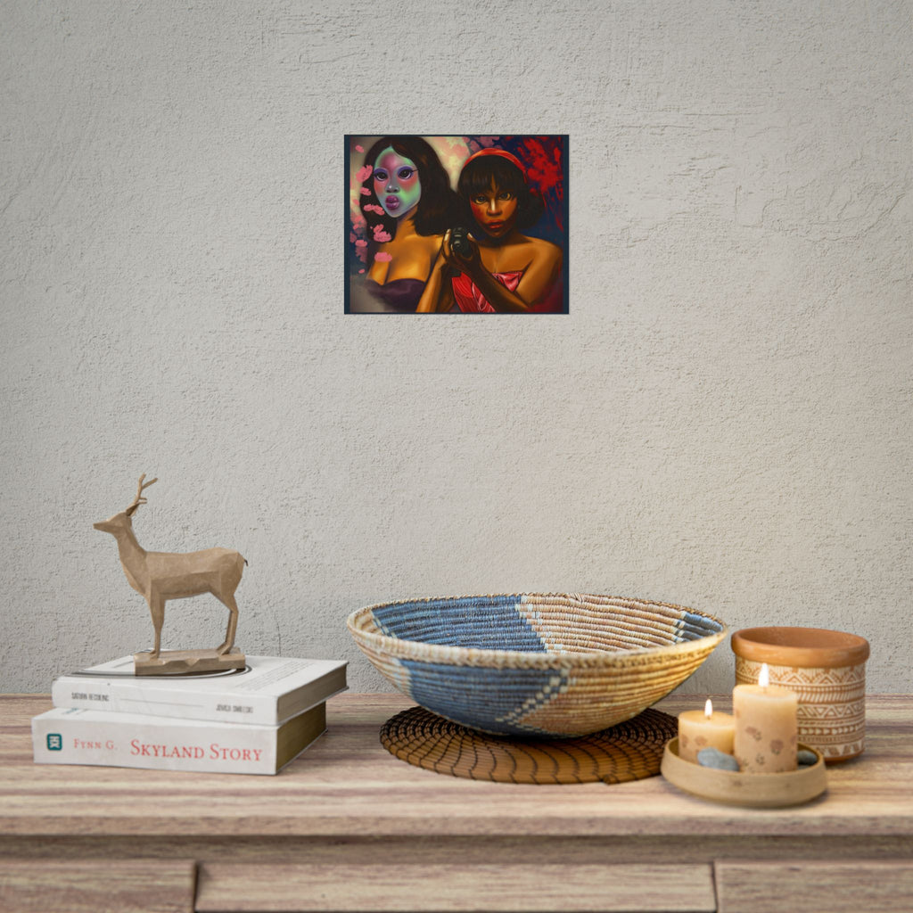 Rolled Poster — Surreal Portrait Duo Art Print (Masked Woman & Camera)