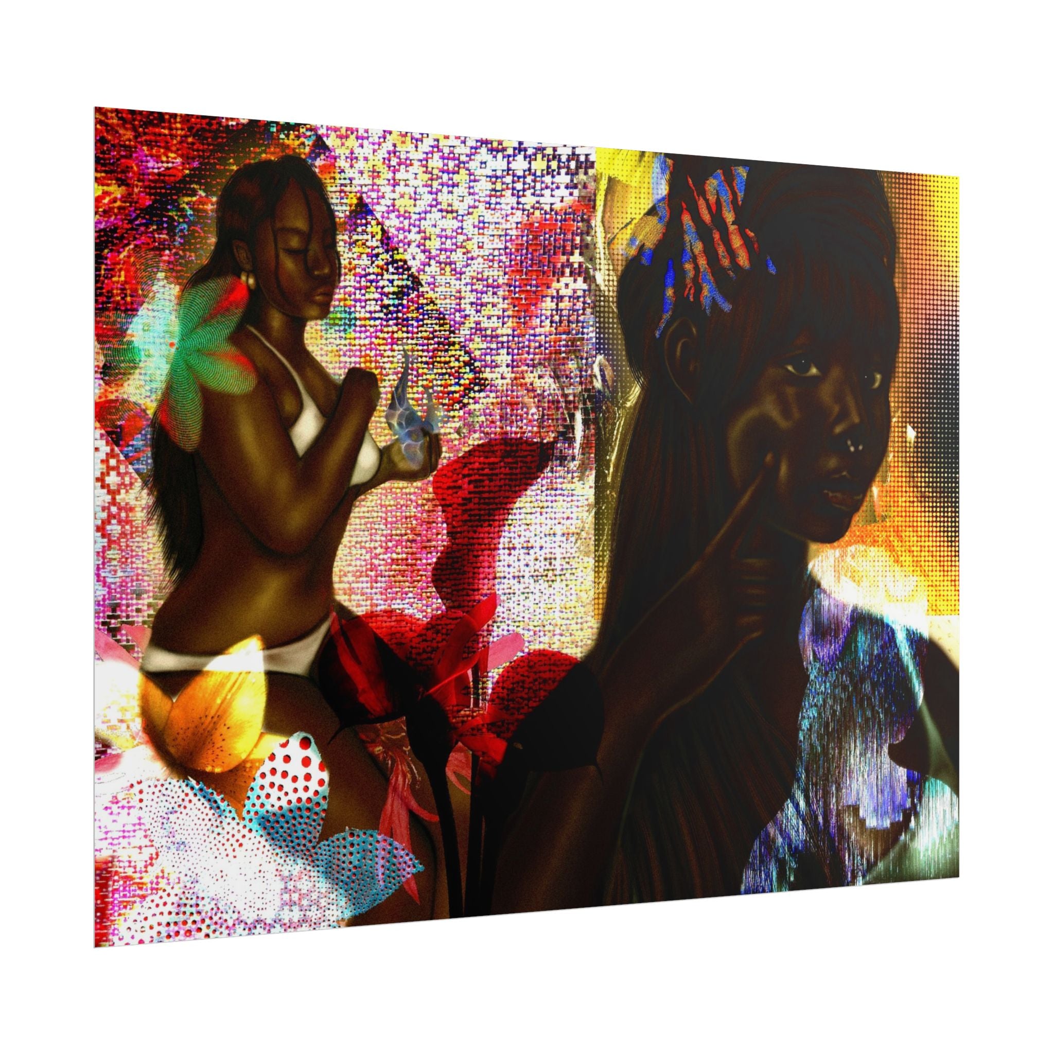 Rolled Poster — Vibrant Afrocentric Art Print with Tropical Flowers