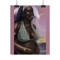 Pregnant Mother Portrait Rolled Poster — Afrocentric Beach Maternity Art Print